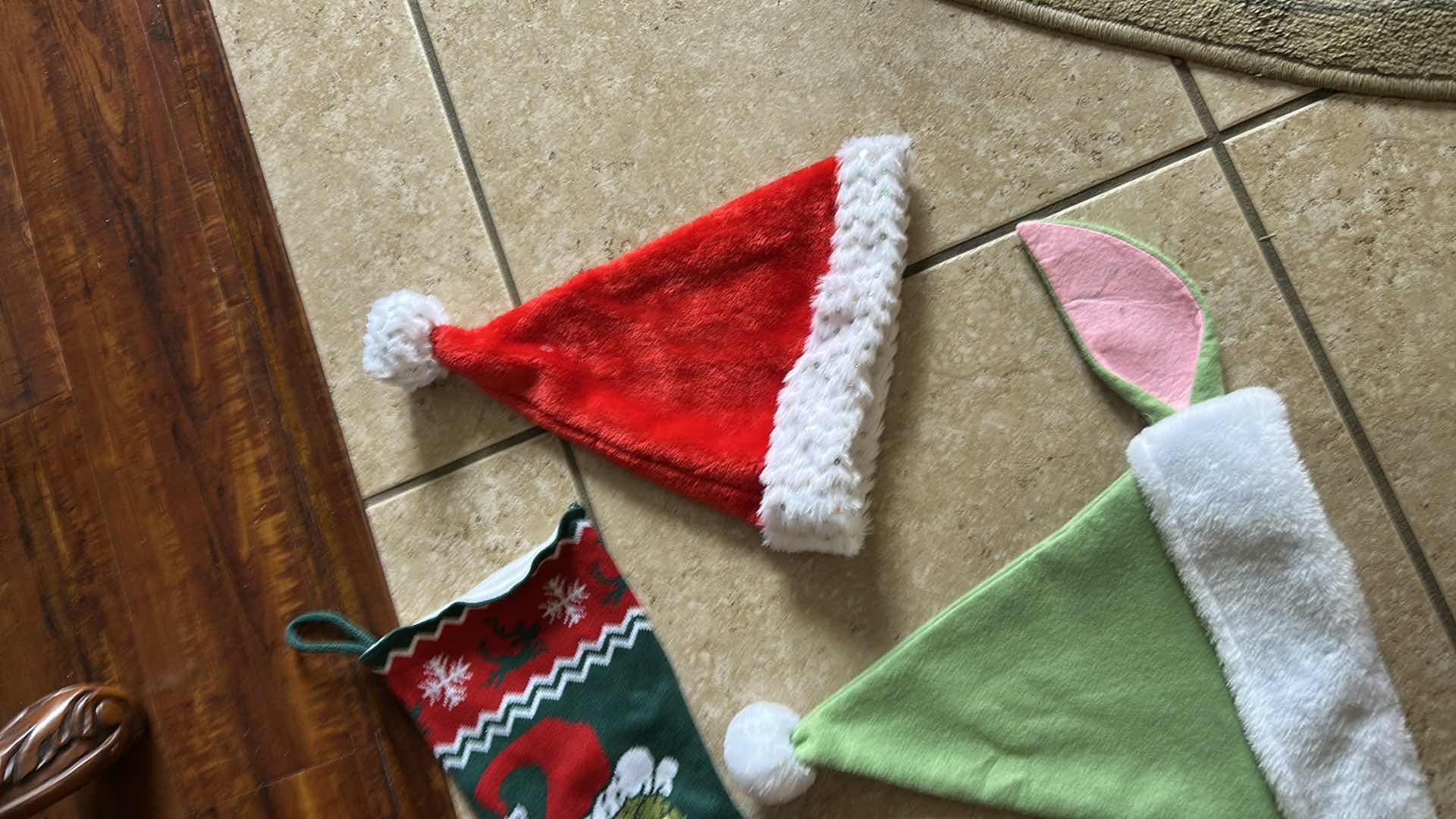 Photo 1 of 3-CHRISTMAS HATS 1 GRINCH STOCKING
