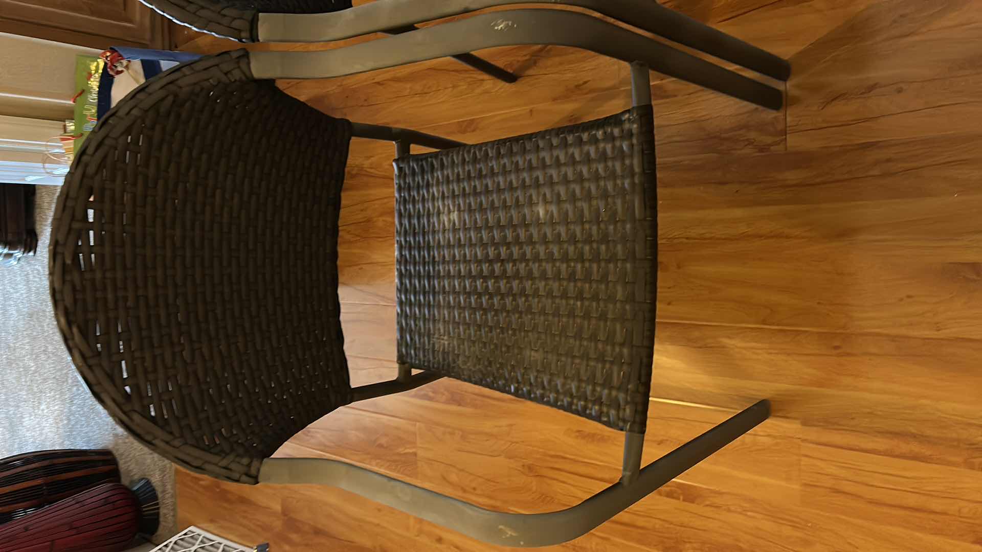 Photo 1 of 2- HAMPTON BAY MOCHA WICKER STACKABLE CHAIRS