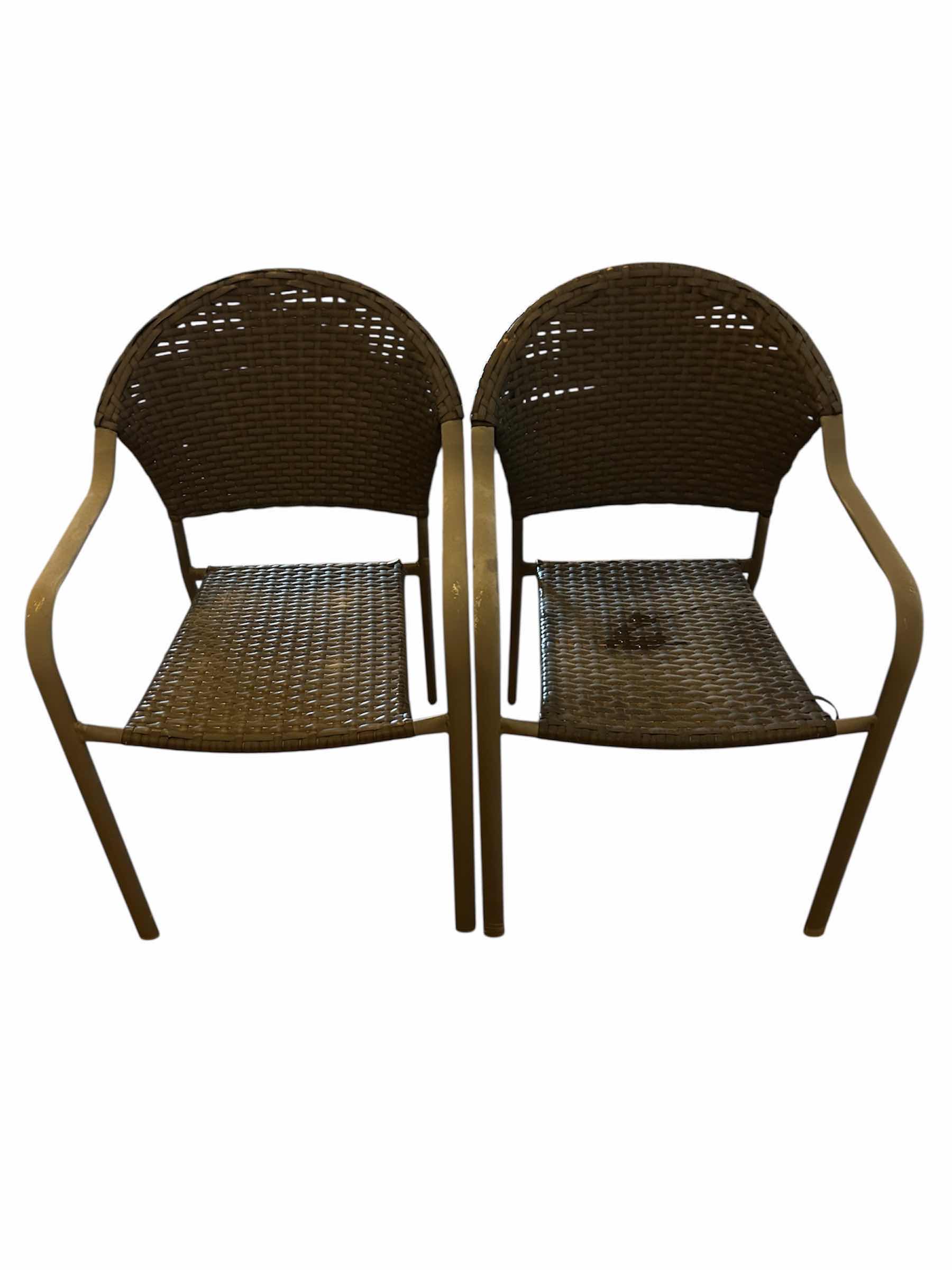 Photo 1 of 2- HAMPTON BAY MOCHA WICKER STACKABLE CHAIRS