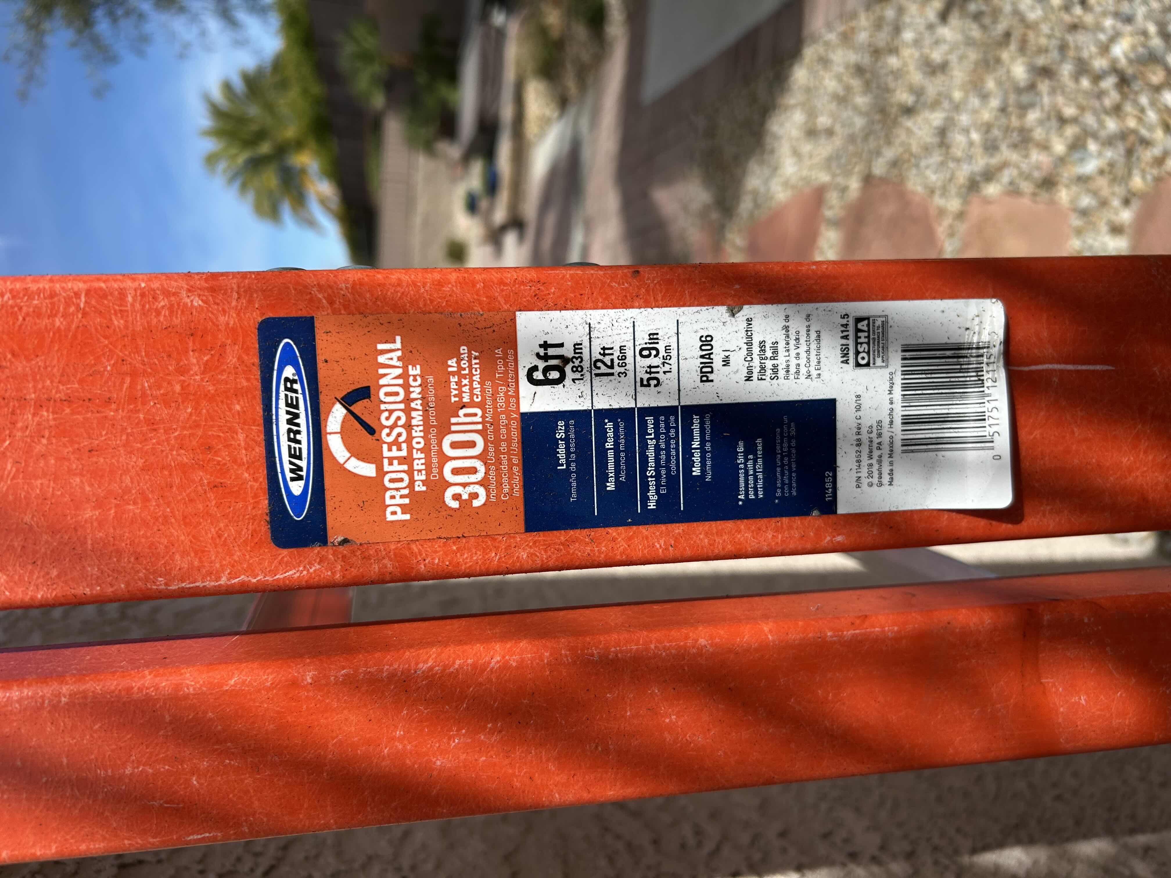 Photo 1 of WERNER PLATFORM LADDER MODEL PDIA06 MAX REACH 12FT