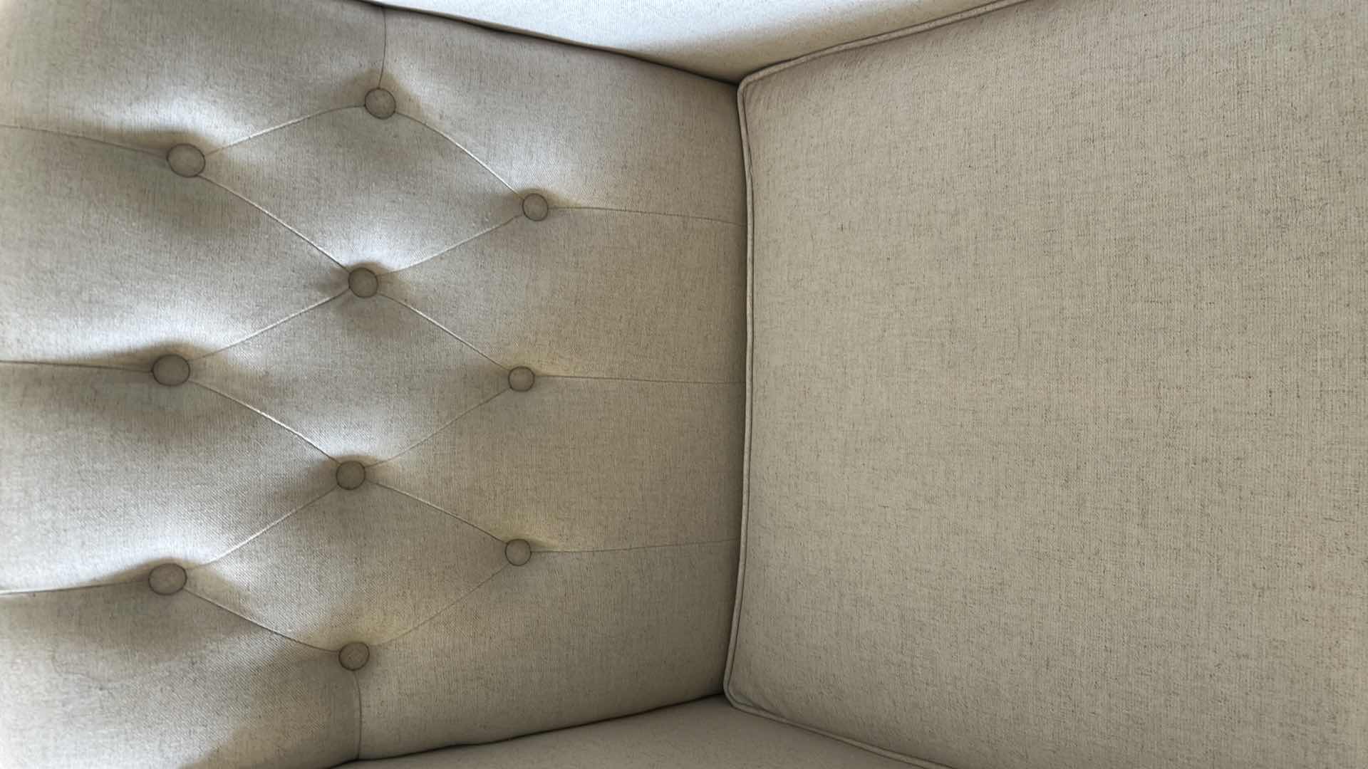 Photo 1 of 55 DOWNING STREET TIVOLI BEIGE LINEN TUFTED ARMCHAIR
