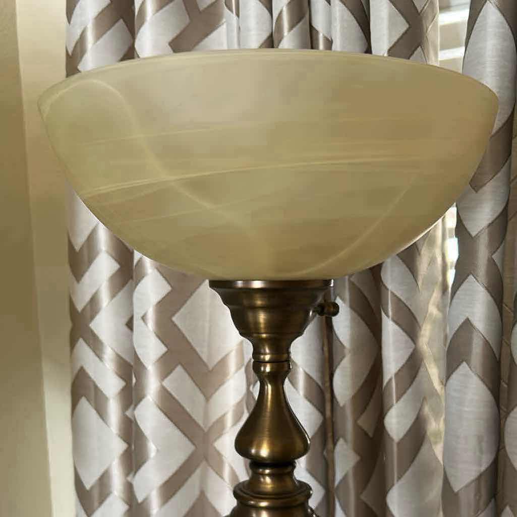 Photo 1 of ANTIQUE BRASS TORCHIERE FLOOR LAMP H 70"