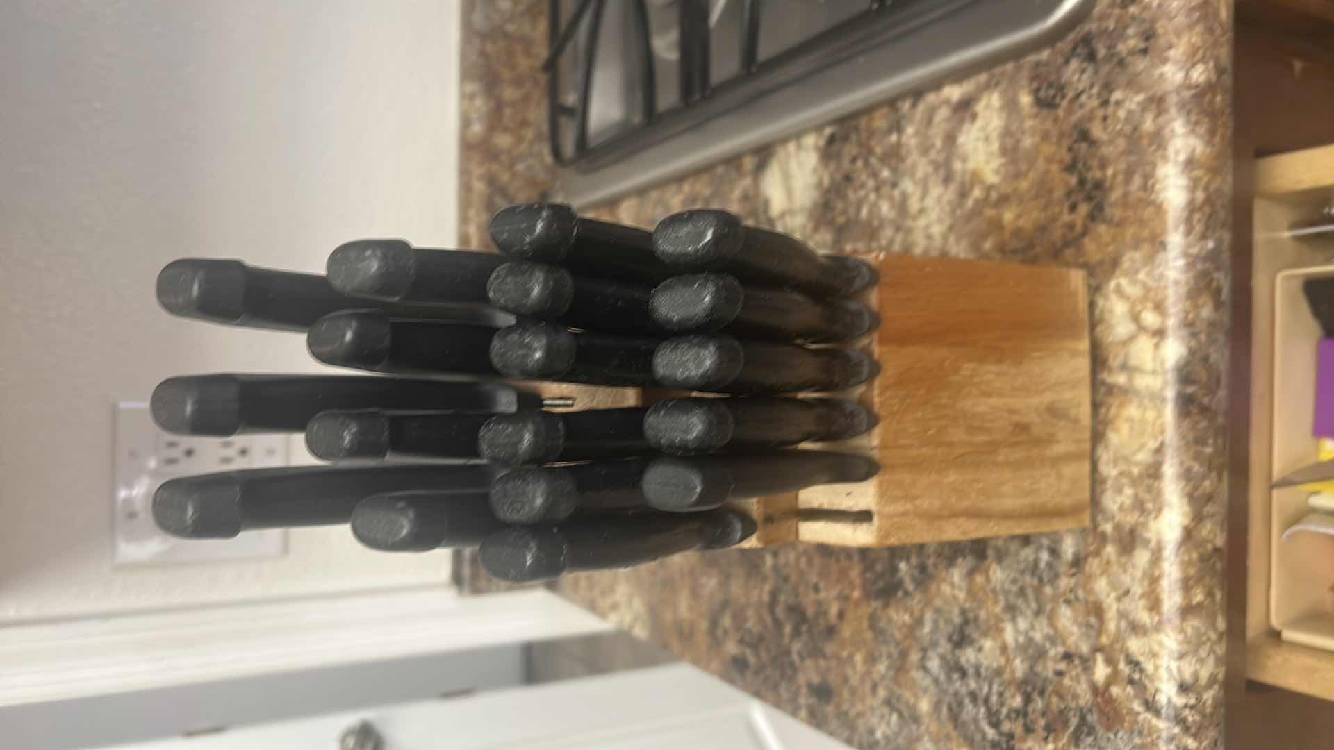 Photo 1 of CONTENTS OF DRAWER ASSORTED KNIVES BLOCK W KNIVES