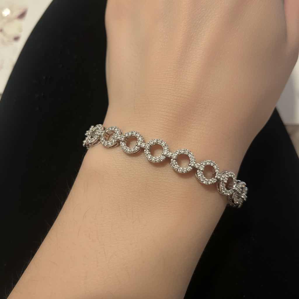 Photo 1 of DIAMOND EMBELLISHED SILVER LINK BRACELET