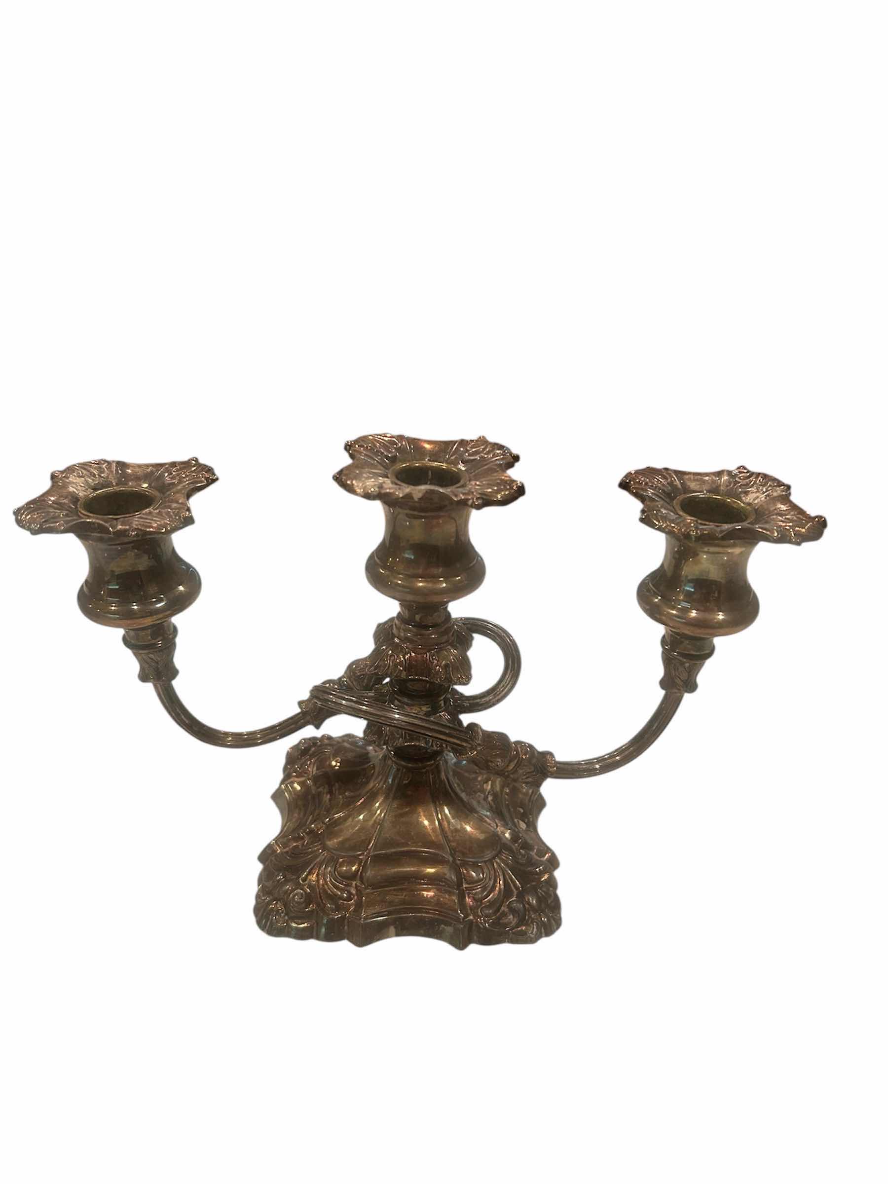 Photo 1 of ORNATE THREE ARM CANDELABRA W DECORATIVE TIERED BASE FROM CORONET PLACE