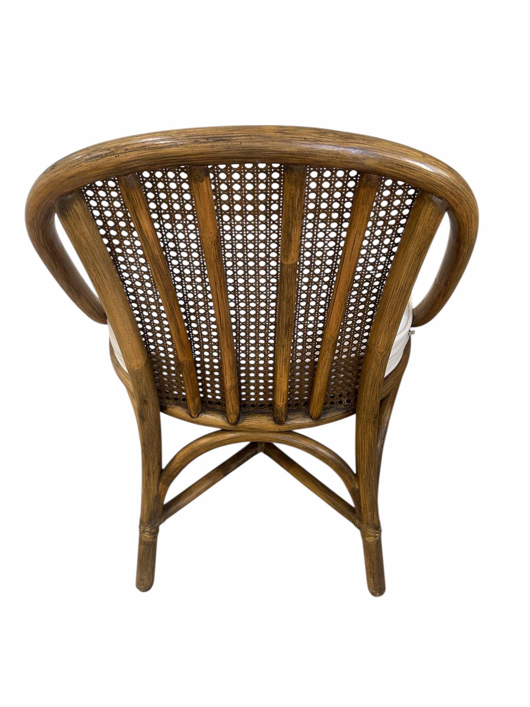Photo 1 of VINTAGE MCGUIRE RATTAN AND CANED BARREL BACK SIDE CHAIR
