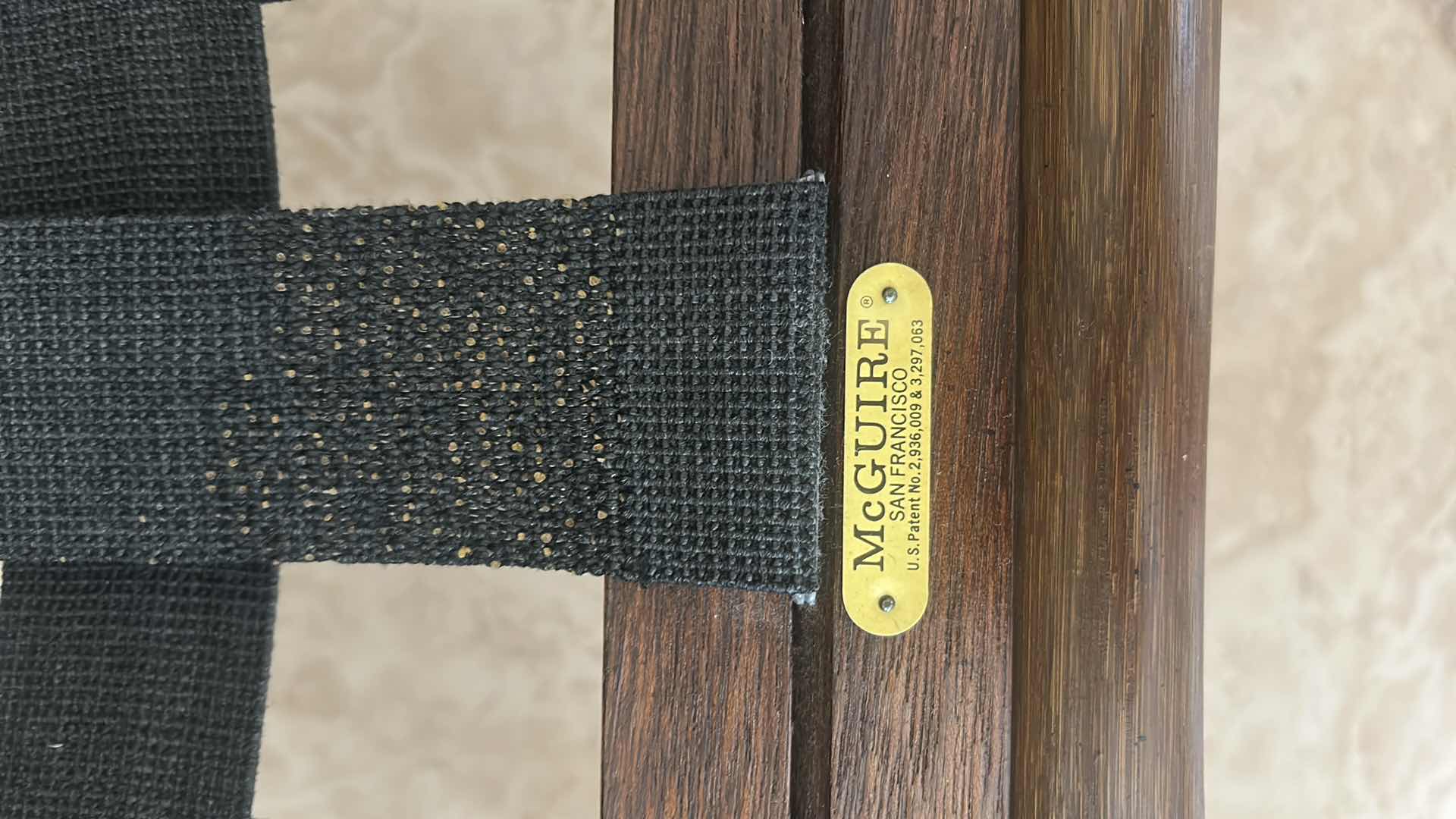 Photo 1 of VINTAGE MCGUIRE RATTAN LOUNGE ARM CHAIRS W SOFT FABRIC CUSHIONS