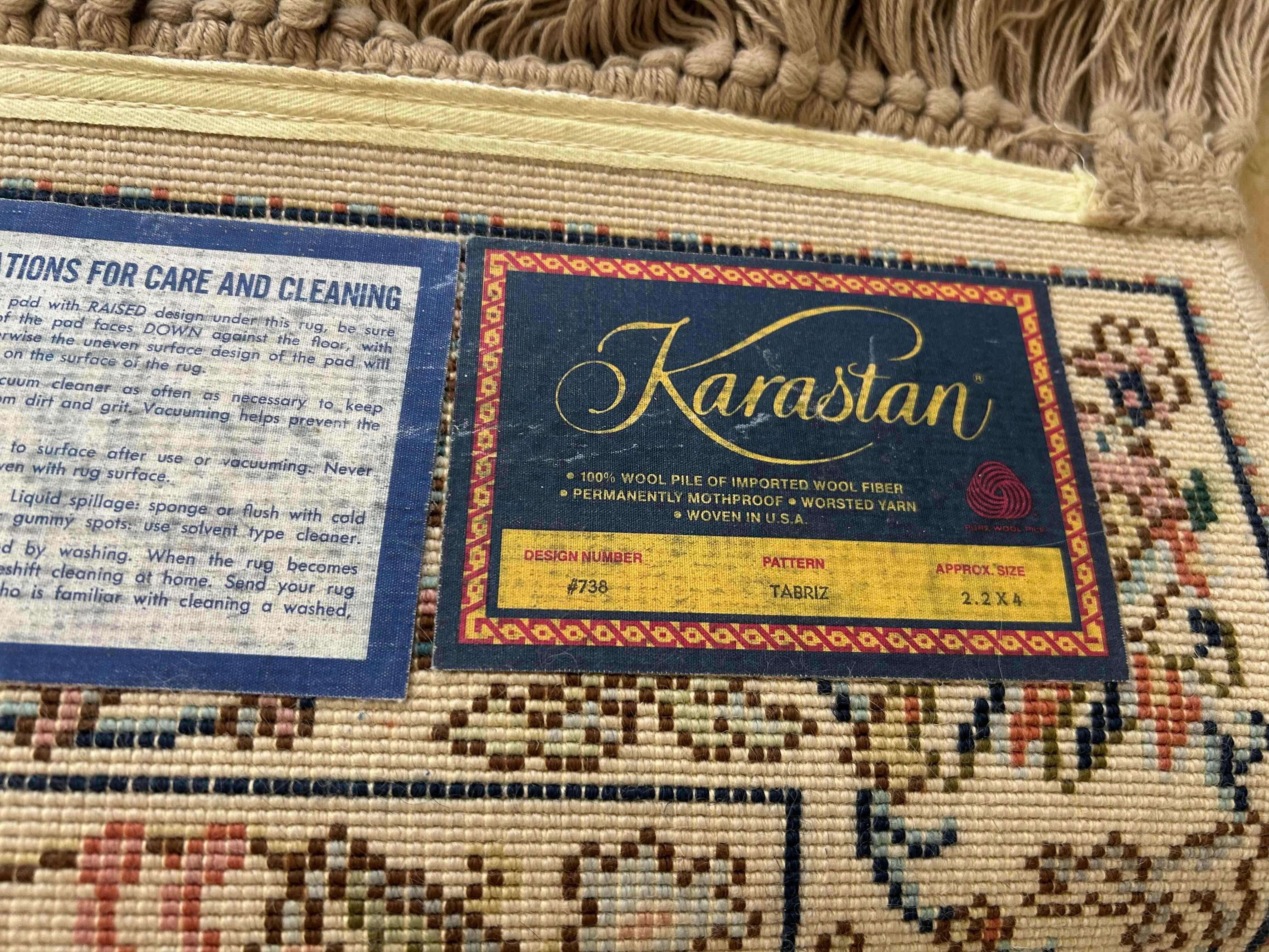 Photo 1 of VINTAGE KARASTAN TABRIZ WOOL SCATTER RUG 2'X 4'