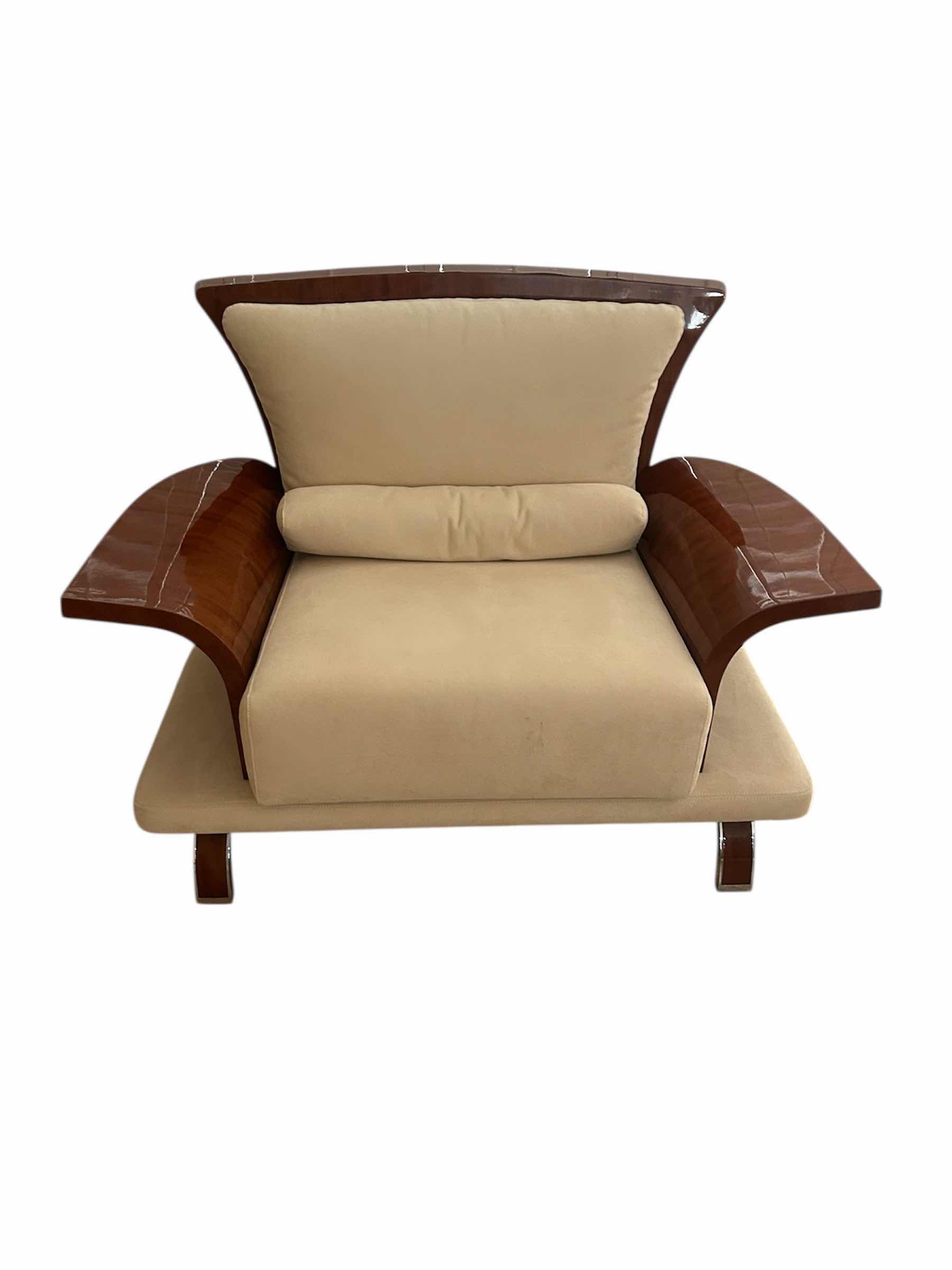 Photo 1 of SUPER ROY MODULAR ROSEWOOD CURVED ARM LOUNGE W SUEDE FABRIC CUSHIONS