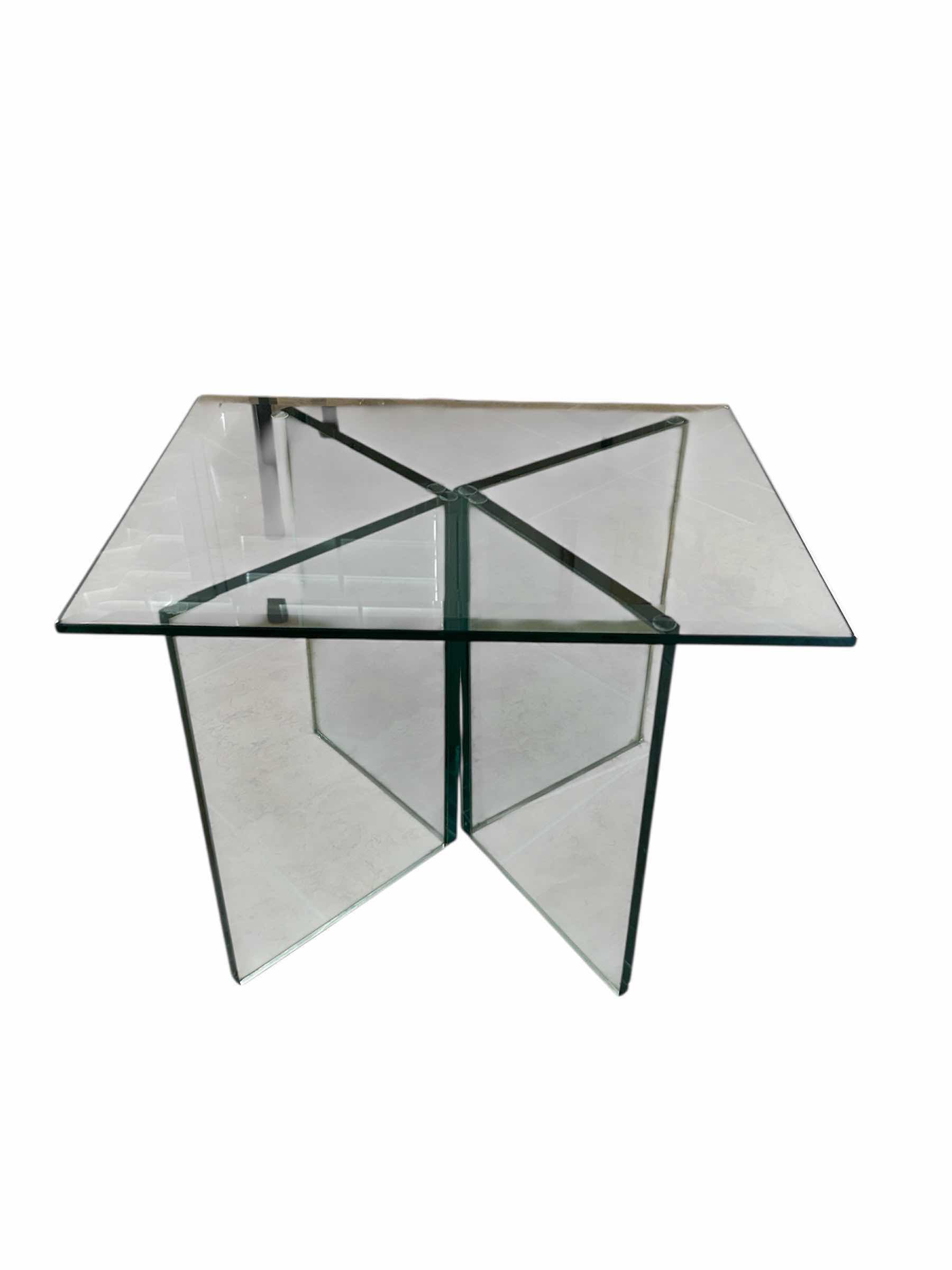 Photo 1 of MID CENTURY MODERN GLASS SIDE TABLE 21" X 16" H 17"