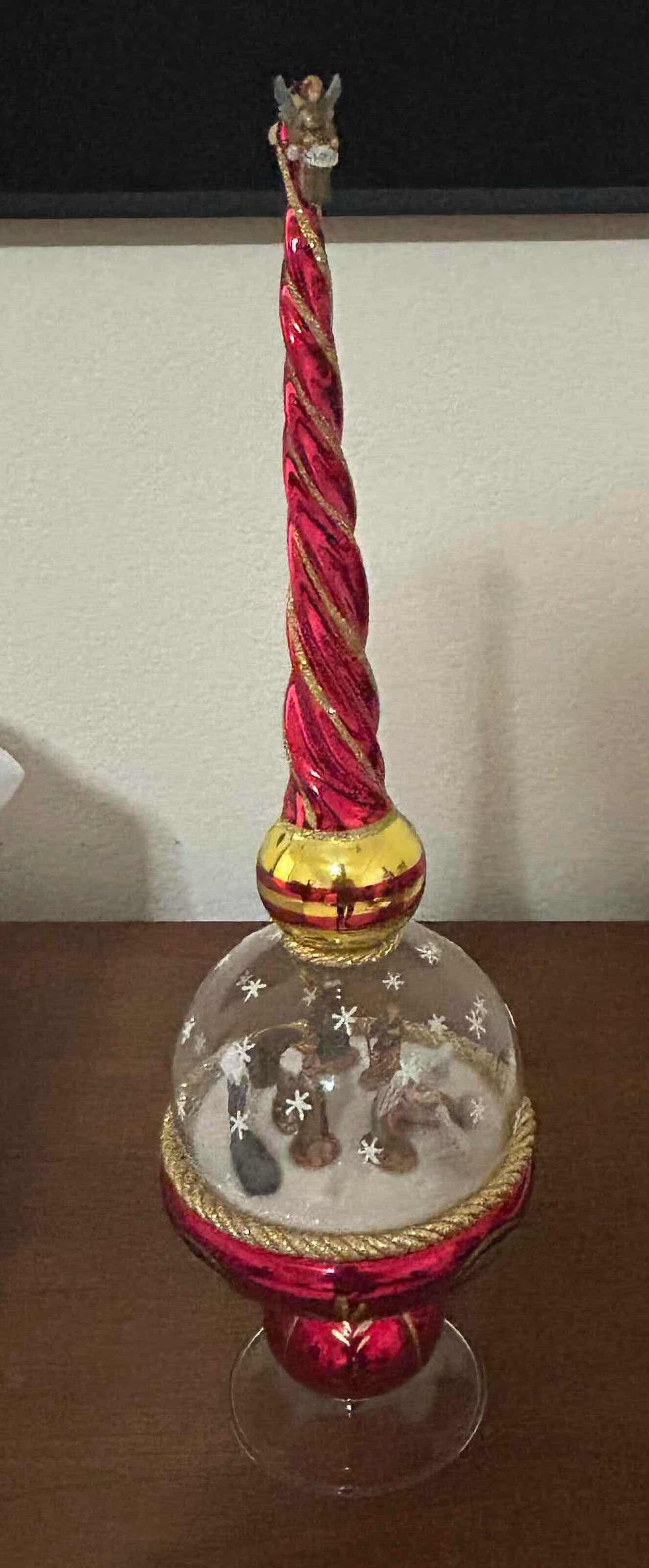 Photo 1 of CHRISTOPHER RADKO "O HOLY NIGHT" NATIVITY FINIAL COLLECTABLE GLASS CHRISTMAS TREE TOPPER H 17"