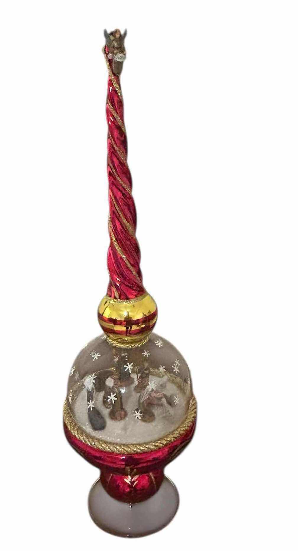 Photo 1 of CHRISTOPHER RADKO "O HOLY NIGHT" NATIVITY FINIAL COLLECTABLE GLASS CHRISTMAS TREE TOPPER H 17"