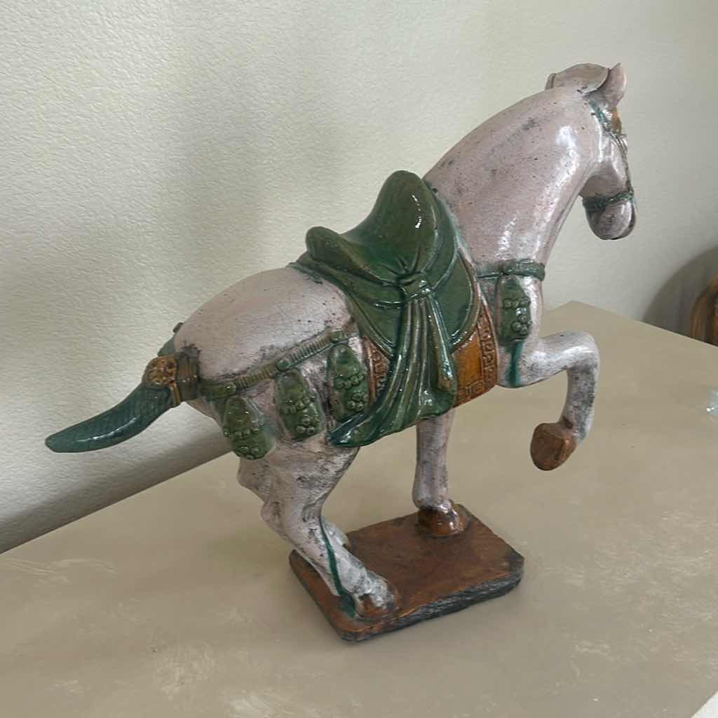 Photo 1 of CHINESE TANG DYNASTY STYLE SANCAI GLAZED CERAMIC HORSE STATUE H19" X 15"