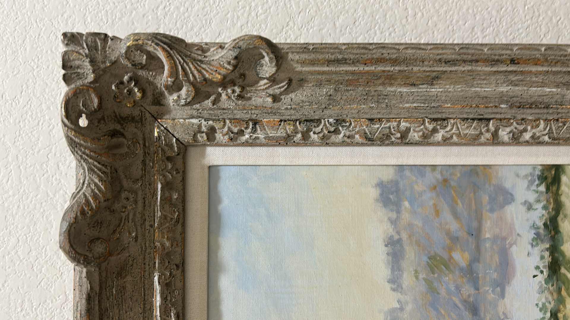 Photo 1 of ORNATE FRAMED IMPRESSIONIST FIGURAL LANDSCAPE BY MAURICE MONNARD SIGNED 26" X 22"