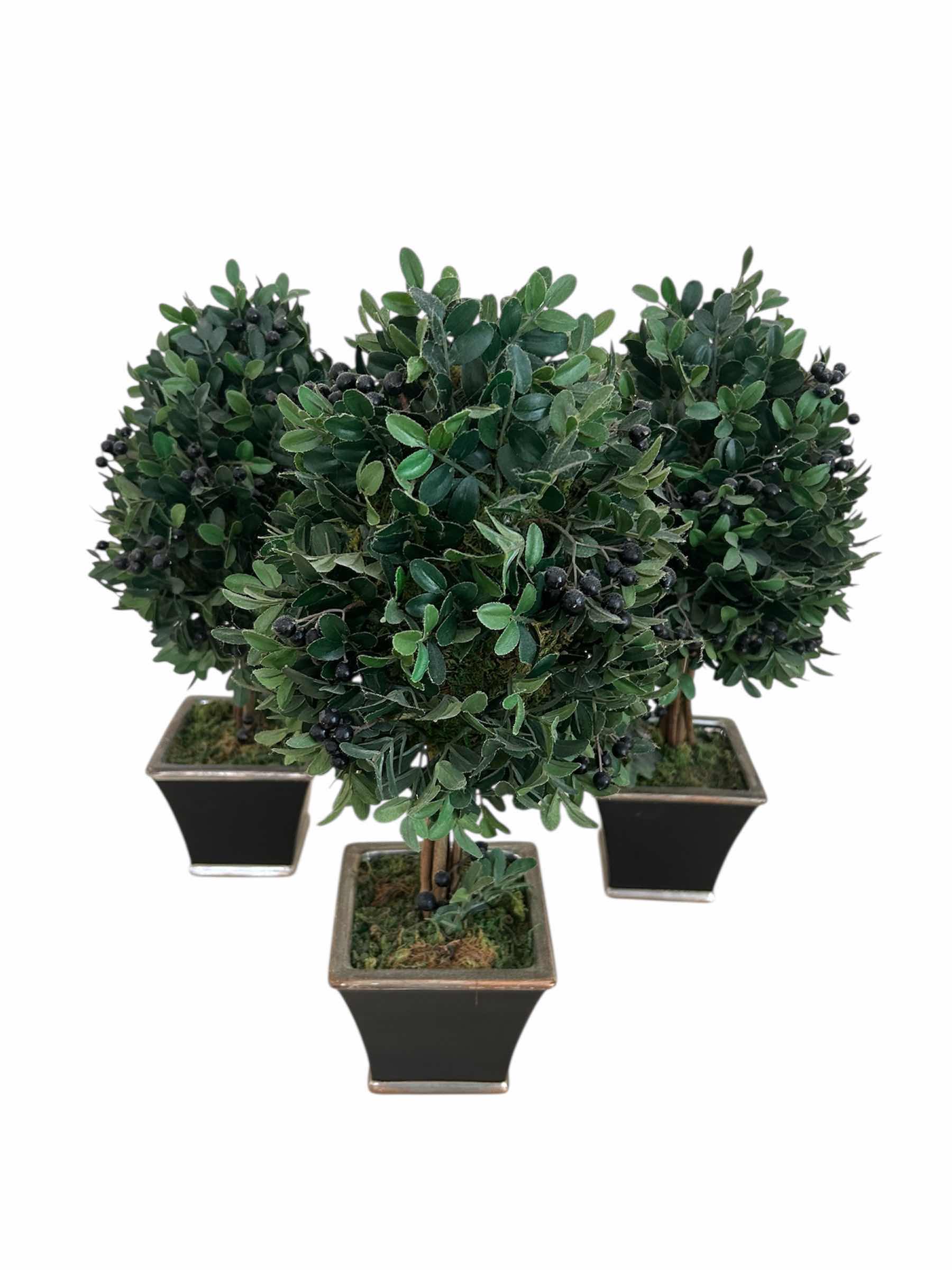 Photo 1 of 3- ARTIFICIAL TOPIARY BOXWOOD TREES H 19"