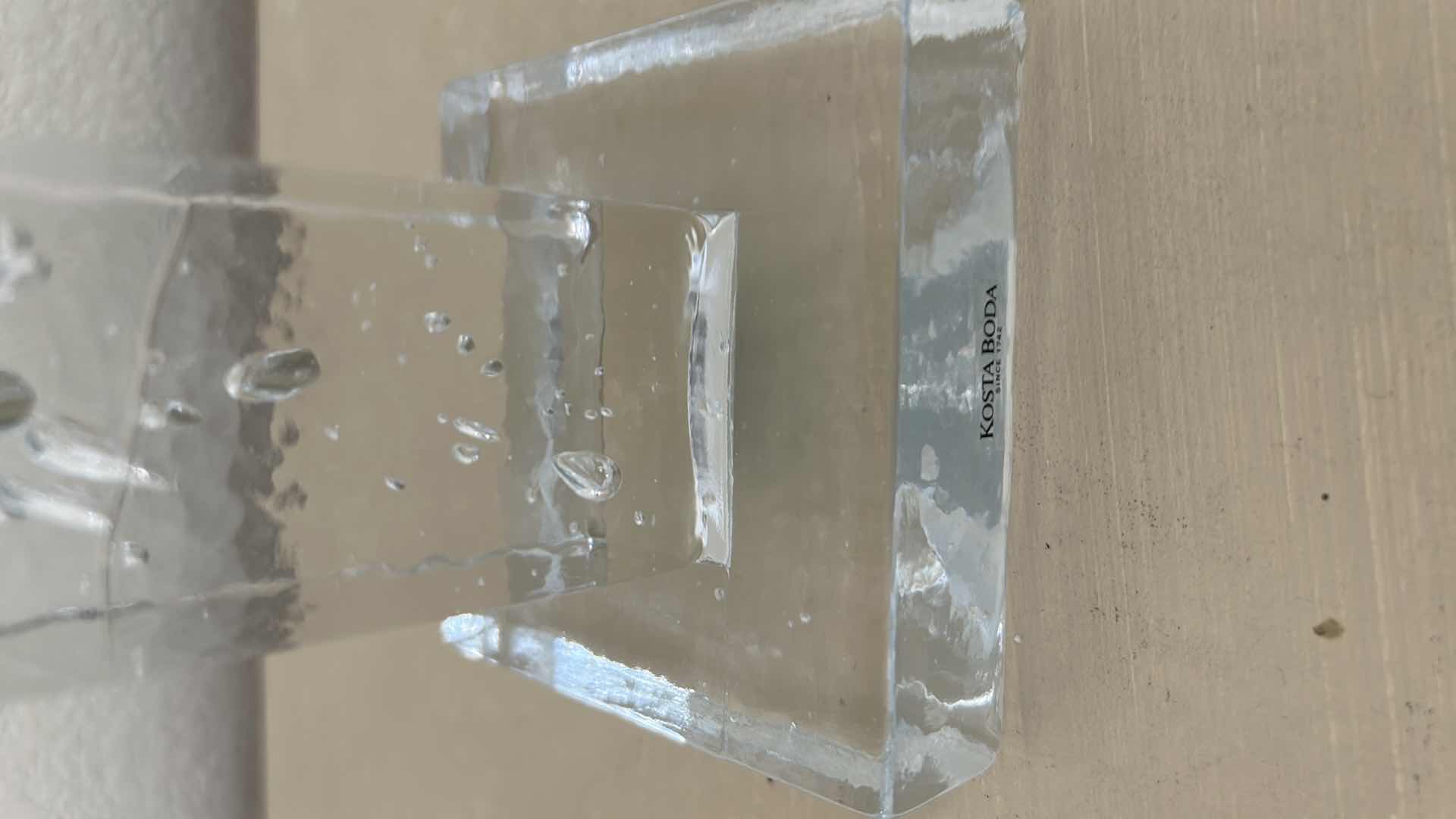 Photo 1 of KOSTA BODA ICE PILLAR TOWER CANDLESTICK FROM SWEDEN H 27"