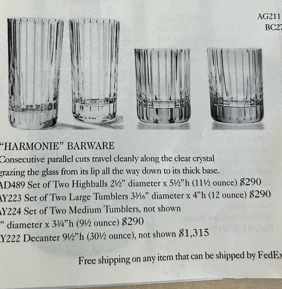 Photo 1 of 2- "HARMONIE "CRYSTAL HIGHBALL BARWARE
