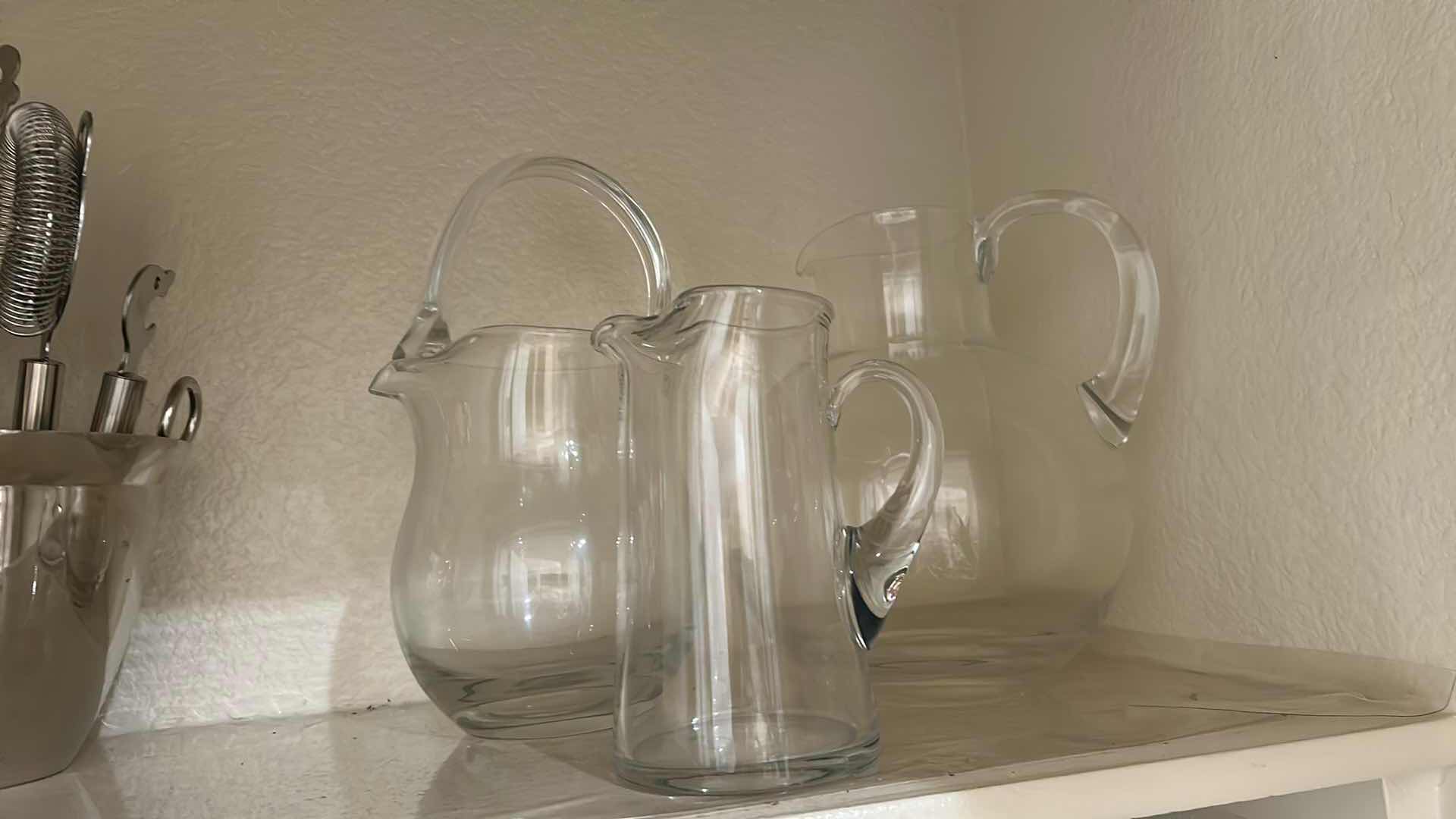 Photo 1 of CONTENTS OF SHELF BARWARE AND GLASS PITCHERS