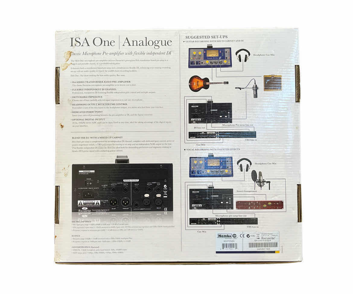 Photo 1 of NIB FOCUSRITE ISA ONE ANALOGUE FLEXIBLE INDEPENDENT DI CLASSIC MICROPHONE PRE-AMPLIFIER $600