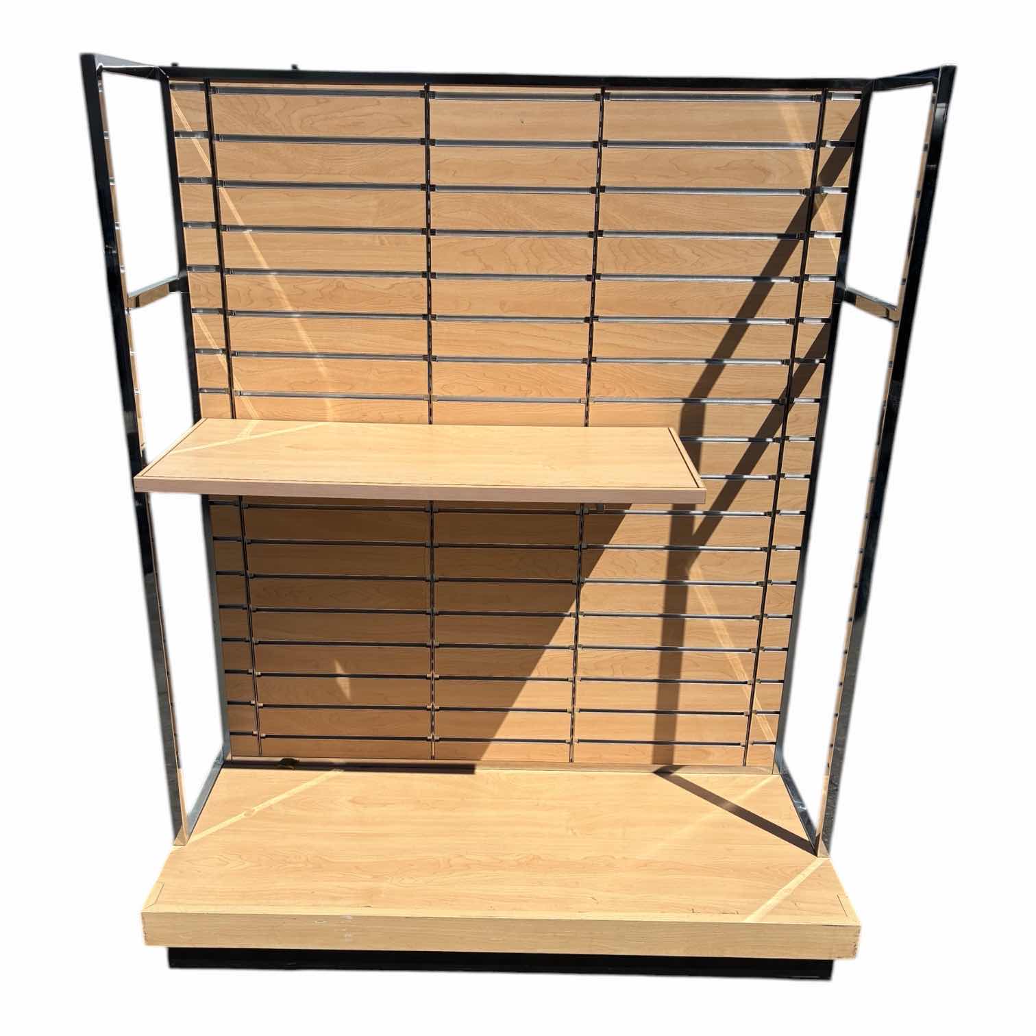 Photo 1 of WOOD FINISH & CHROME DUAL SIDED DISPLAY RACK 50.5” X 24” H62.25”