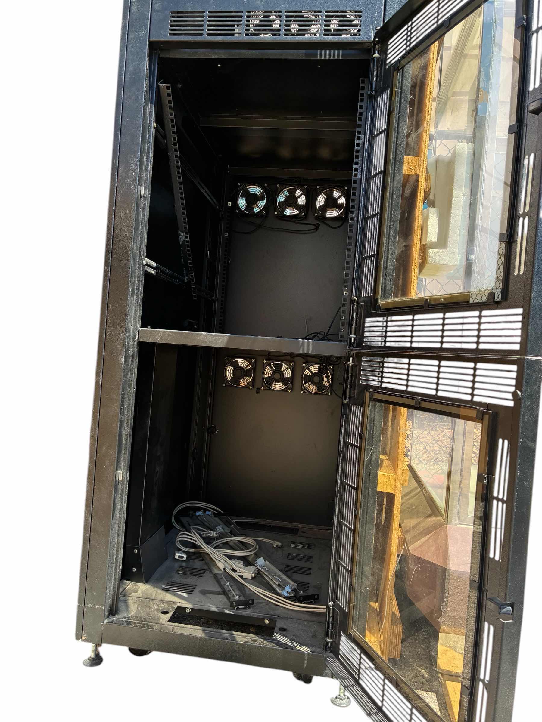 Photo 1 of 3-BAY BLACK COATED STEEL SERVER RACK CABINET 26.5” X 36” H86” (READ NOTES) $1500