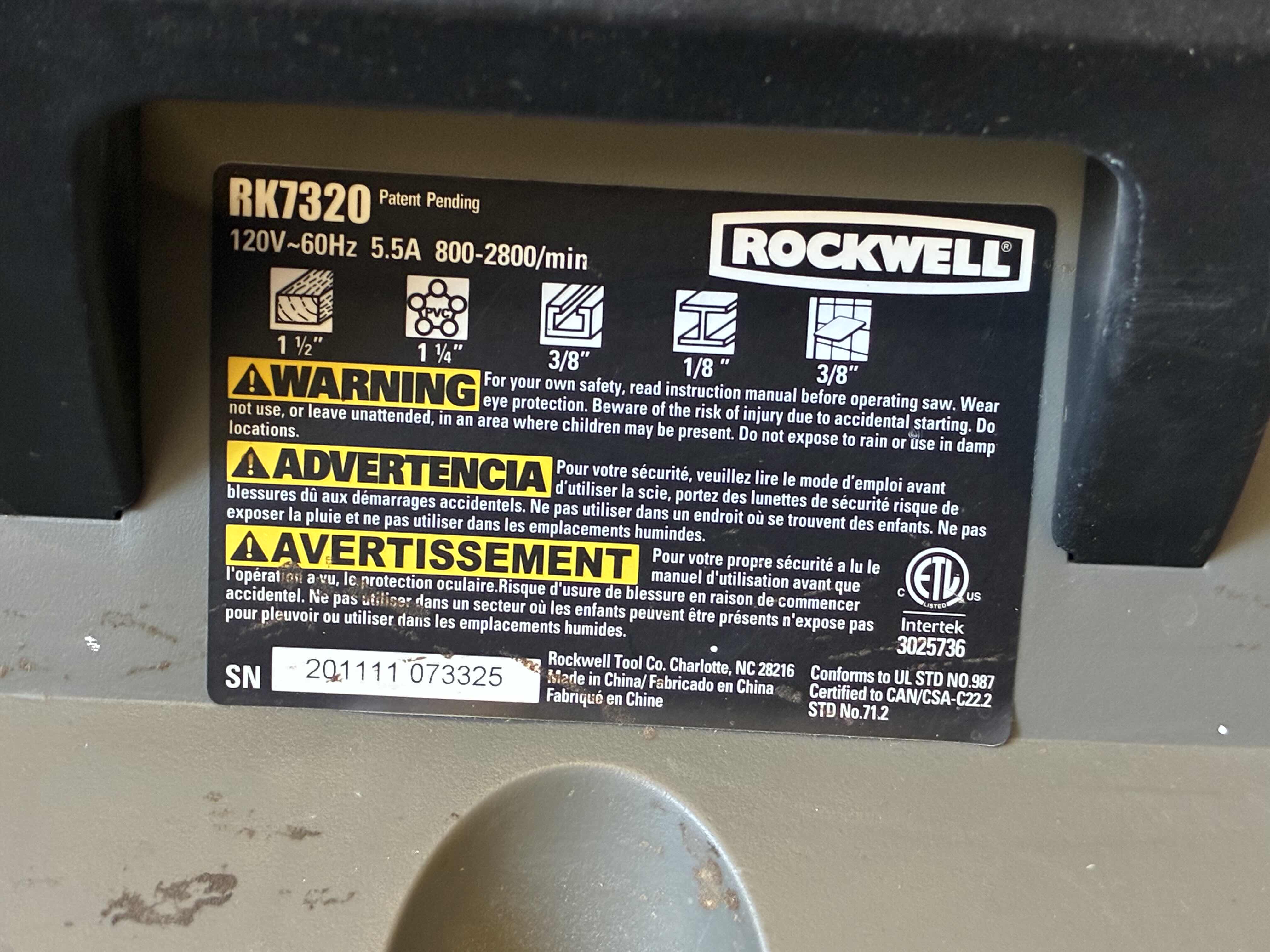 Photo 1 of ROCKWELL BLADE RUNNER COMPACT TABLE SAW RK7320