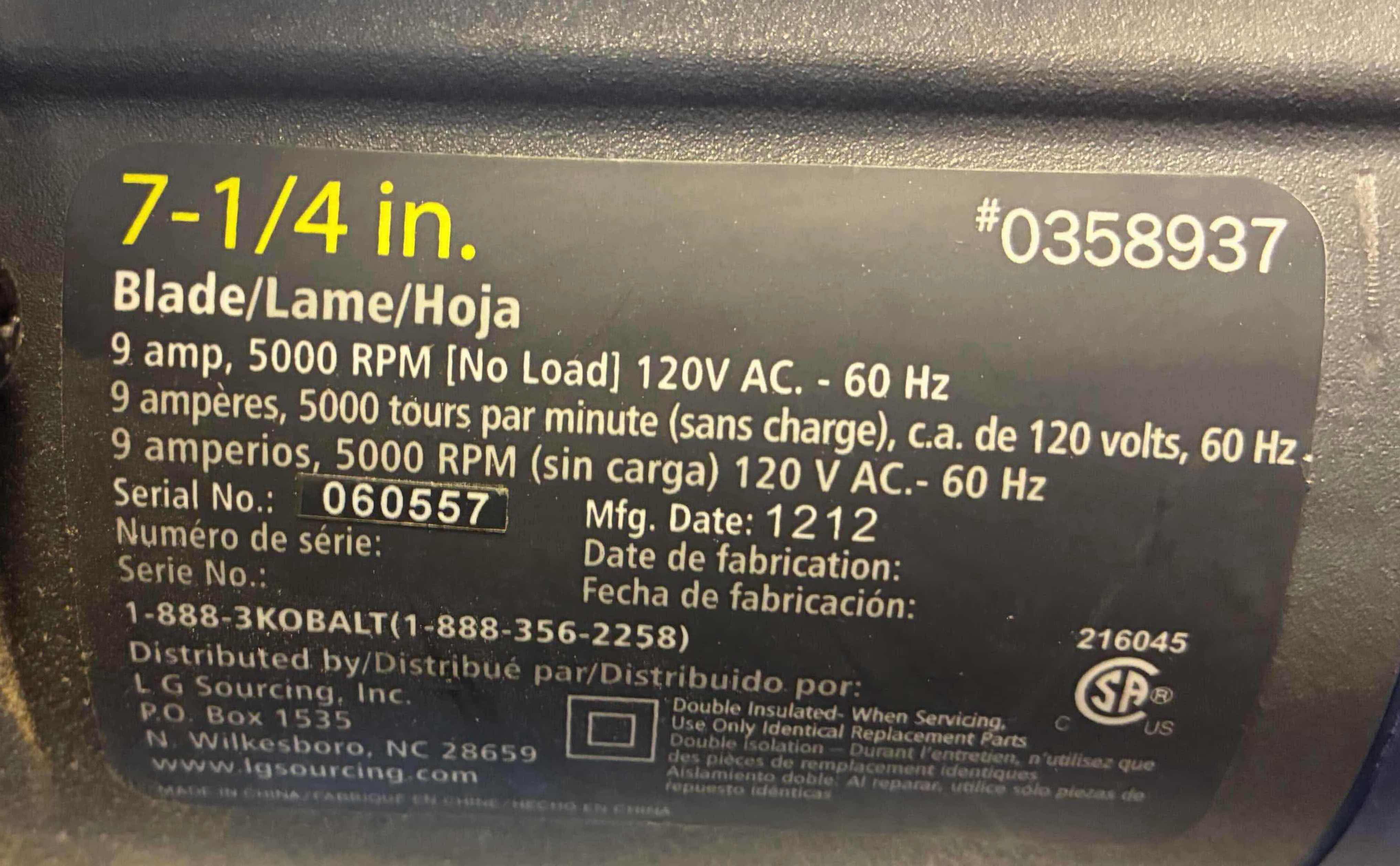 Photo 1 of KOBALT COMPACT 7.25” BLADE SINGLE BEVEL MITER SAW 0358937 $200