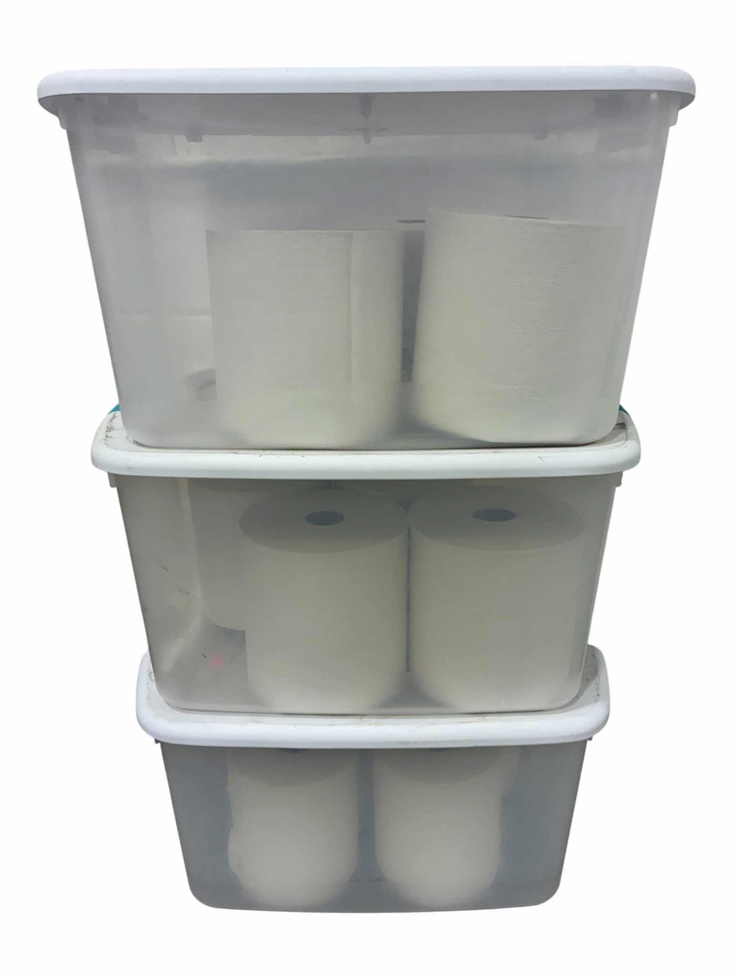 Photo 1 of COMMERCIAL PAPER TOWEL ROLLS (11) W STORAGE BINS (3)