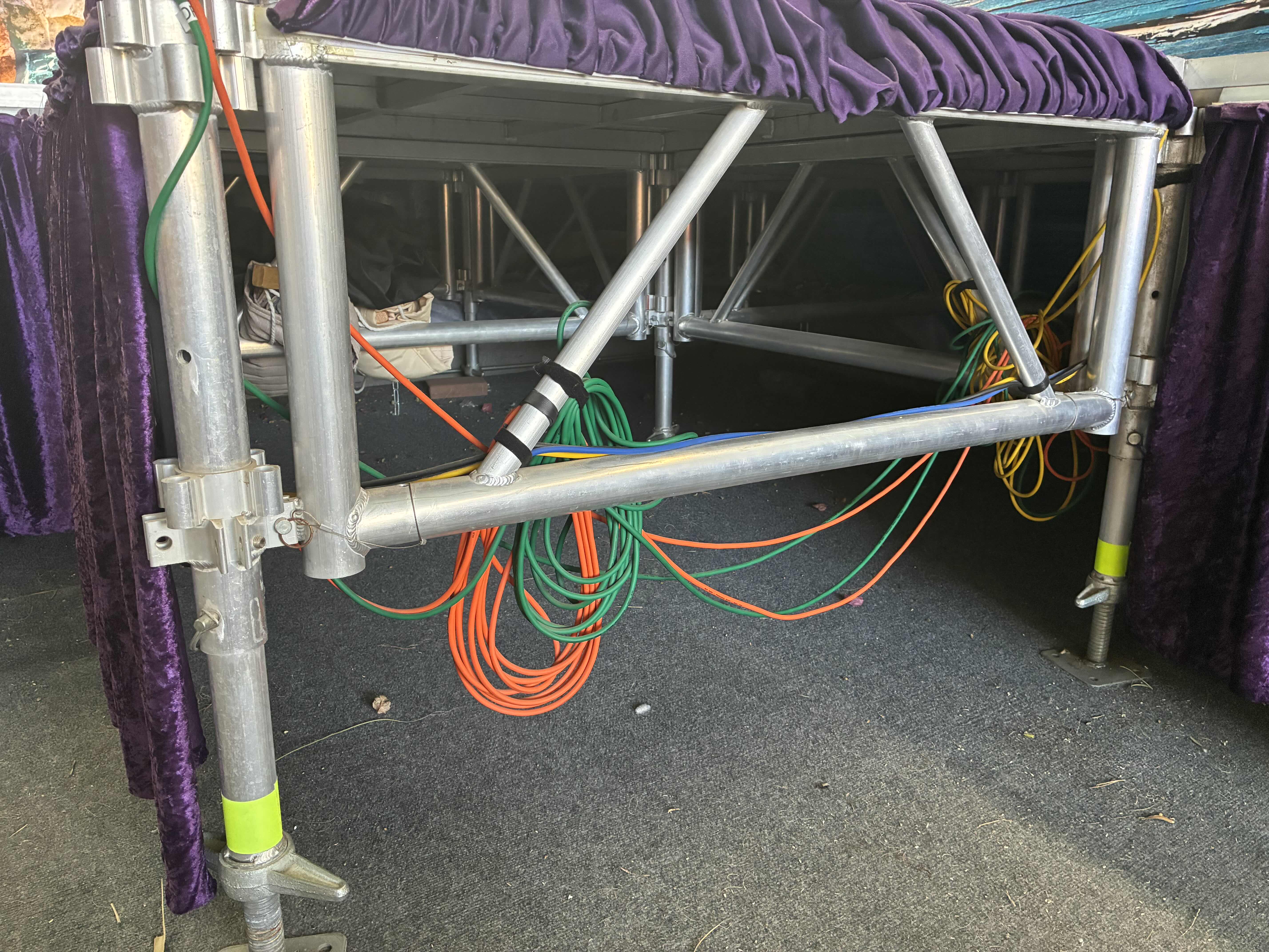 Photo 1 of STAINLESS STEEL MODULE L-SHAPED PERFORMANCE STAGE 195” X 146” H35” (READ NOTES)