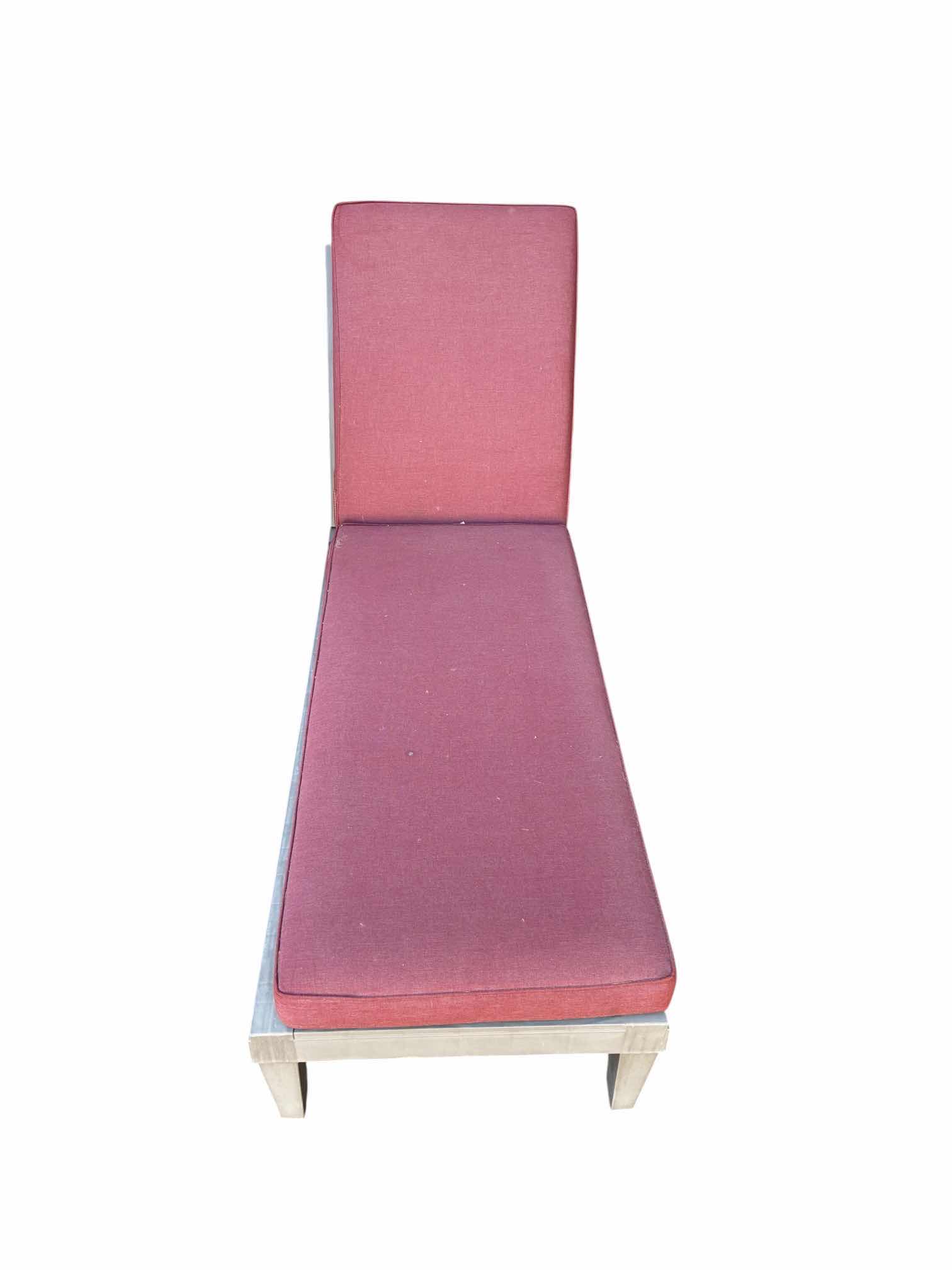 Photo 1 of RED CUSHION PLASTIC PATIO LOUNGE CHAIR 23“ X 74“ H12“