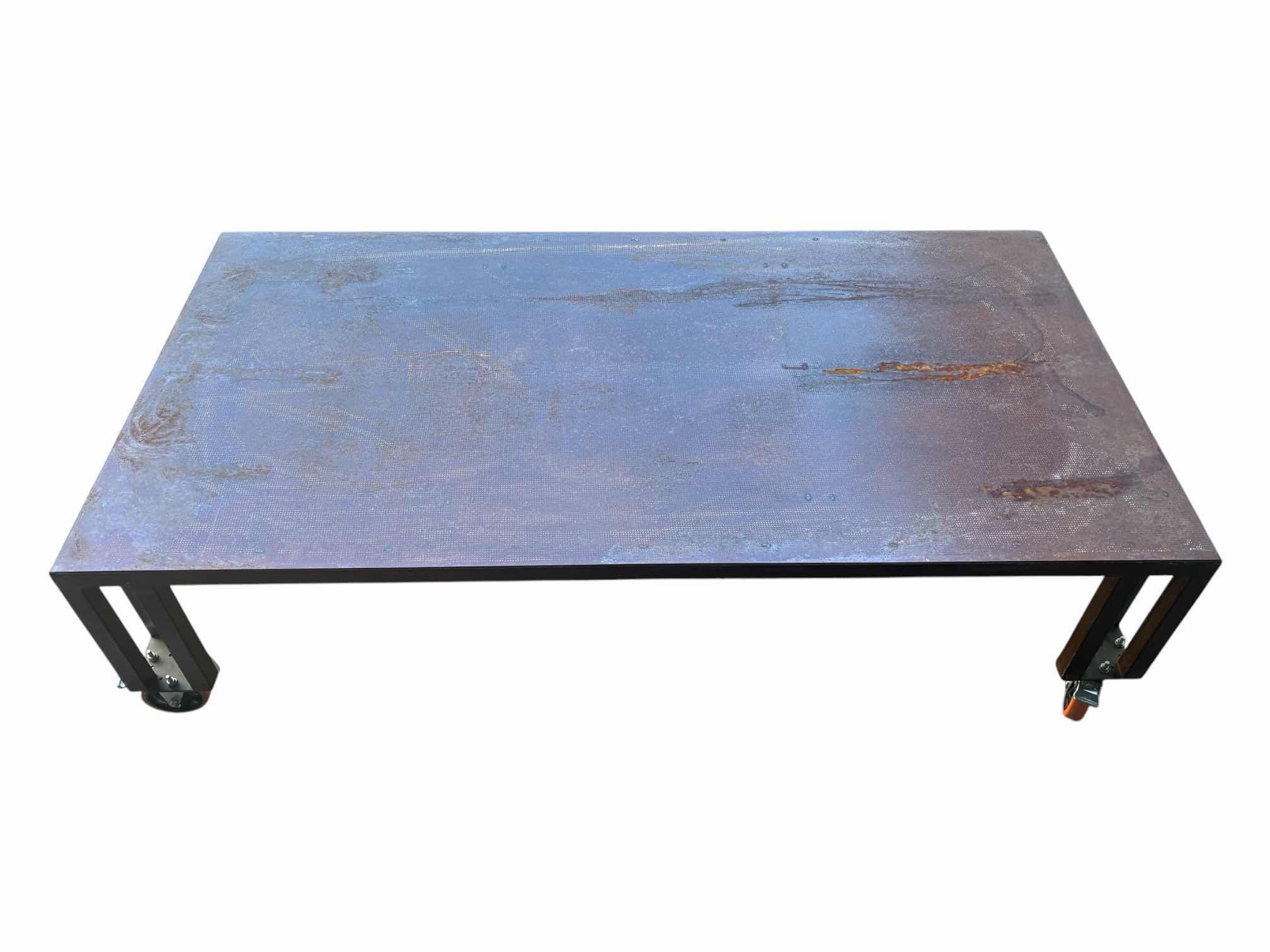 Photo 1 of STEEL ROLLING PATIO COFFEE TABLE 37” X 73.5” H21”