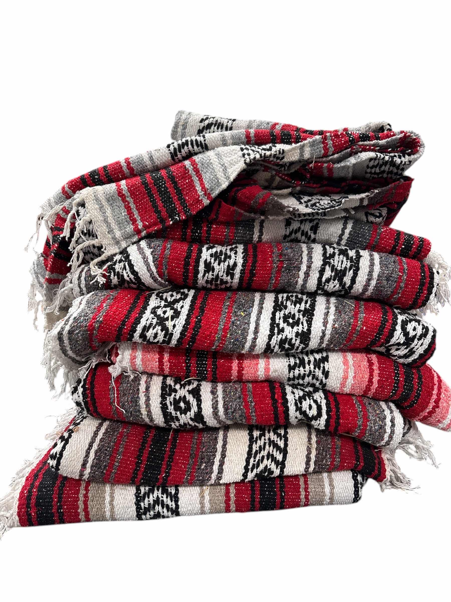 Photo 1 of (9)PCS MEXICAN BLANKETS RED 78”X48”