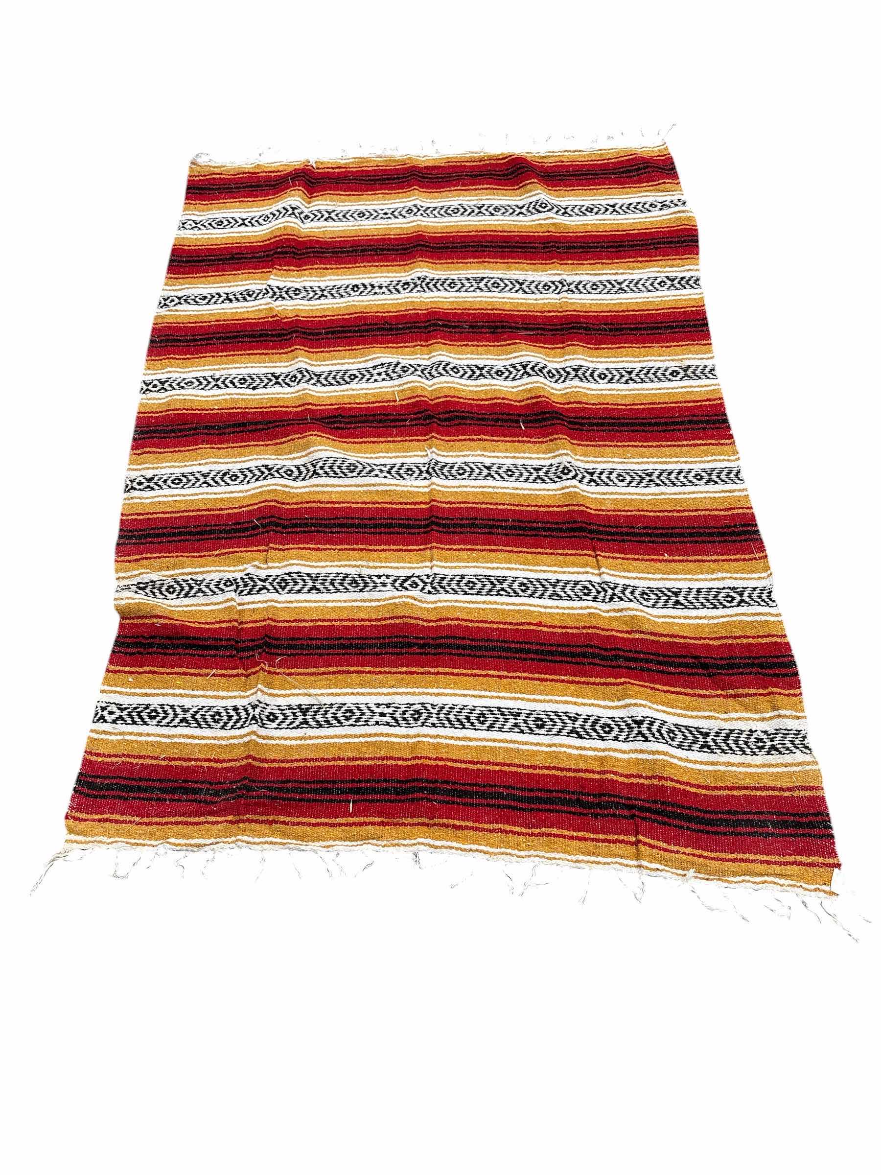 Photo 1 of (4)PCS GREEN AND YELLOW MEXICAN BLANKETS 78”X48”