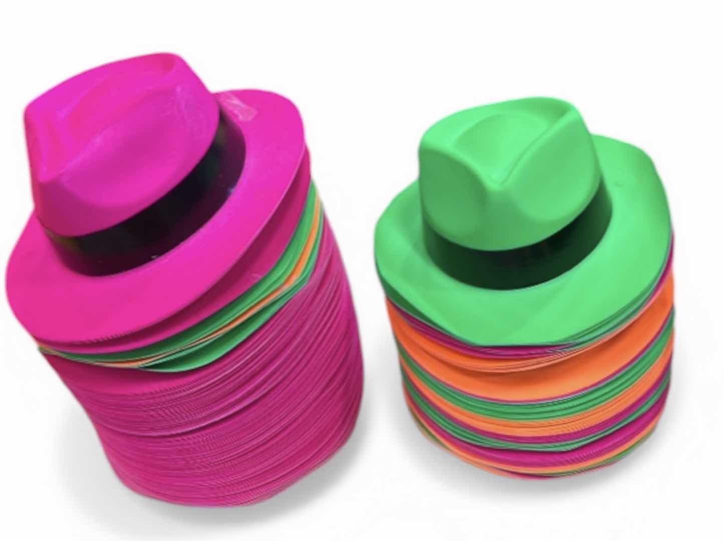 Photo 1 of NEON PLASTIC GANGSTER FEDORA PARTY HATS