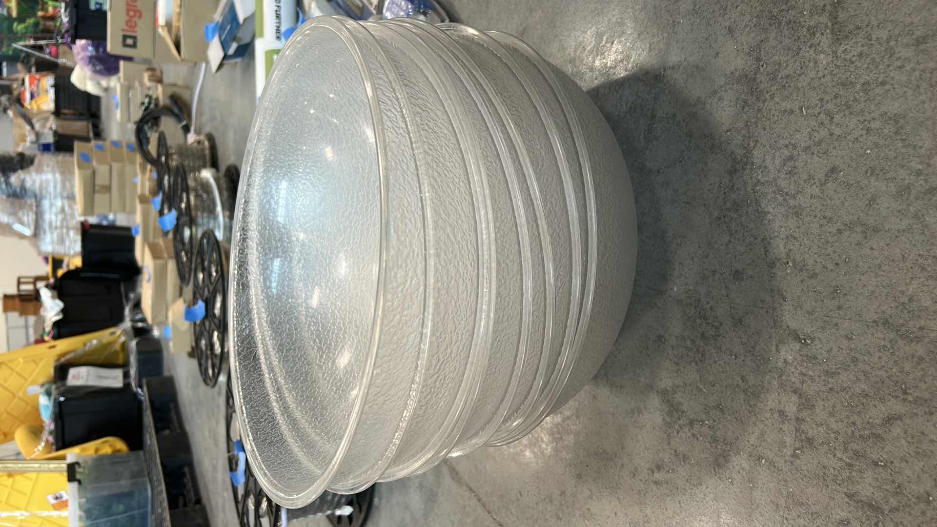 Photo 1 of CLEAR POLYCARBONATE PEBBLED BOWLS USED FOR SERVING SALADS, SNACKS, OR DESSERTS.