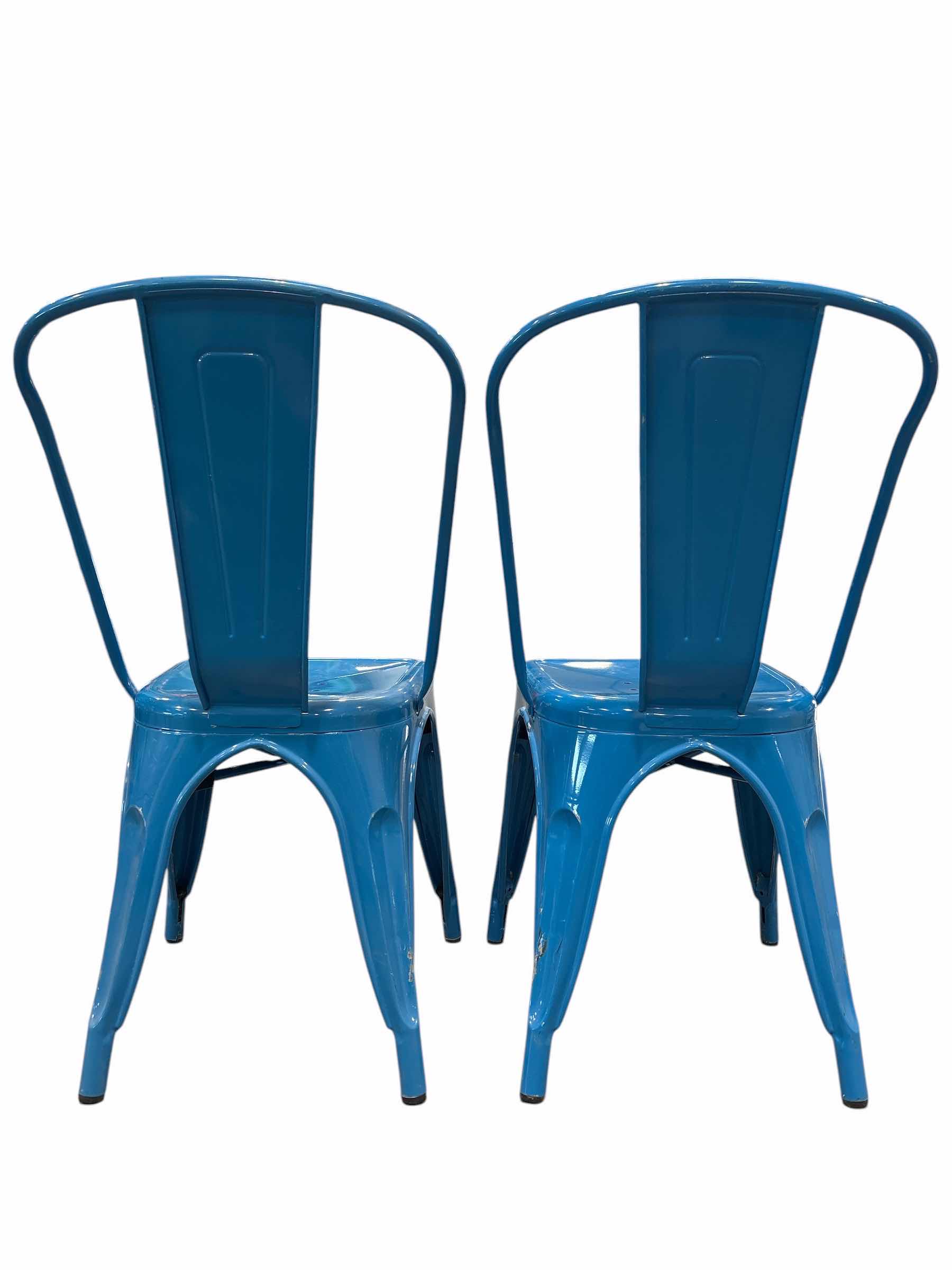 Photo 1 of (2)PCS- INDUSTRIAL DINING CHAIR BLUE SEAT H17.5” OVERALL H33”