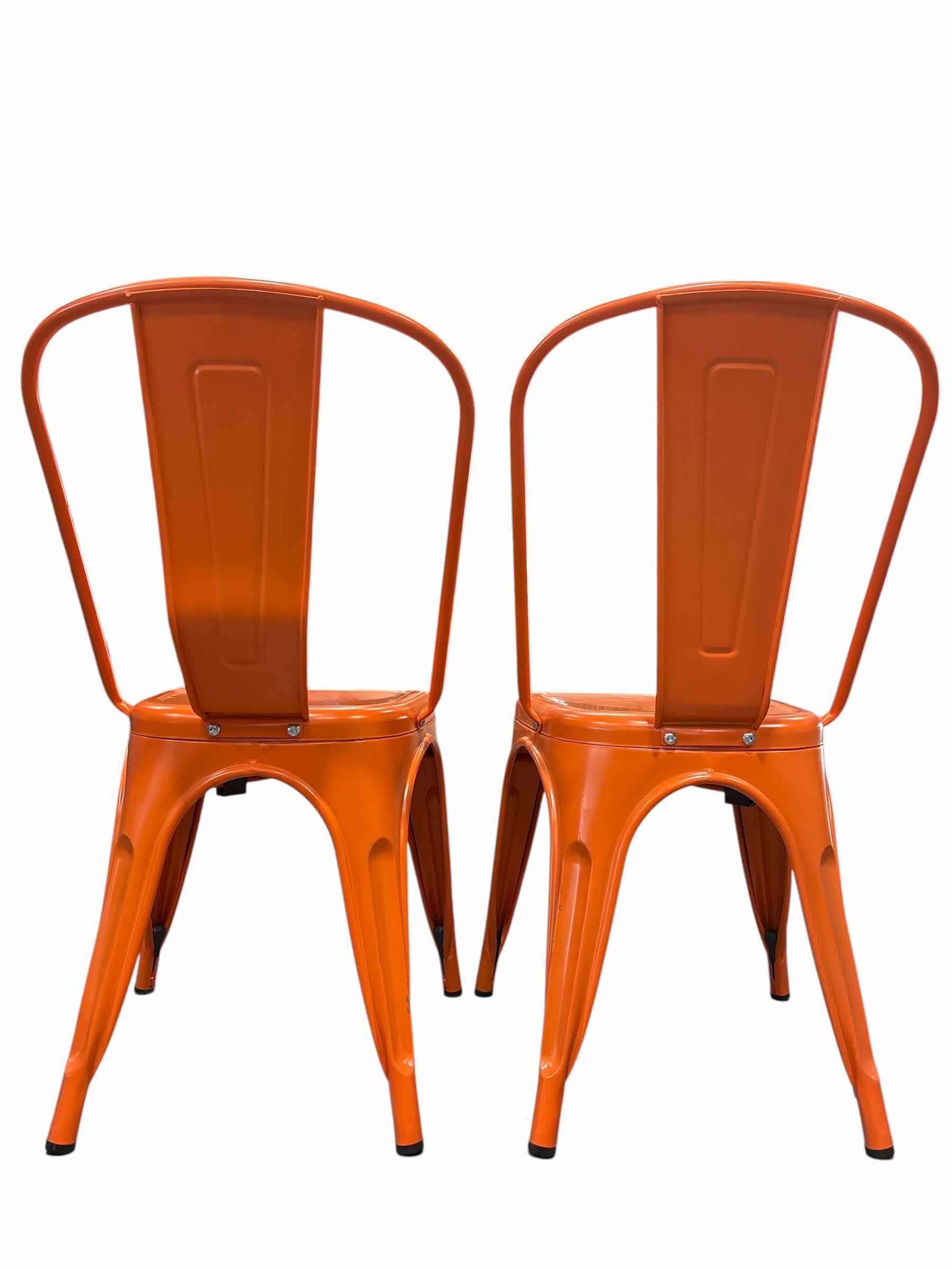 Photo 1 of (2)PCS- INDUSTRIAL DINING CHAIR ORANGE SEAT H17.5” OVERALL H33”