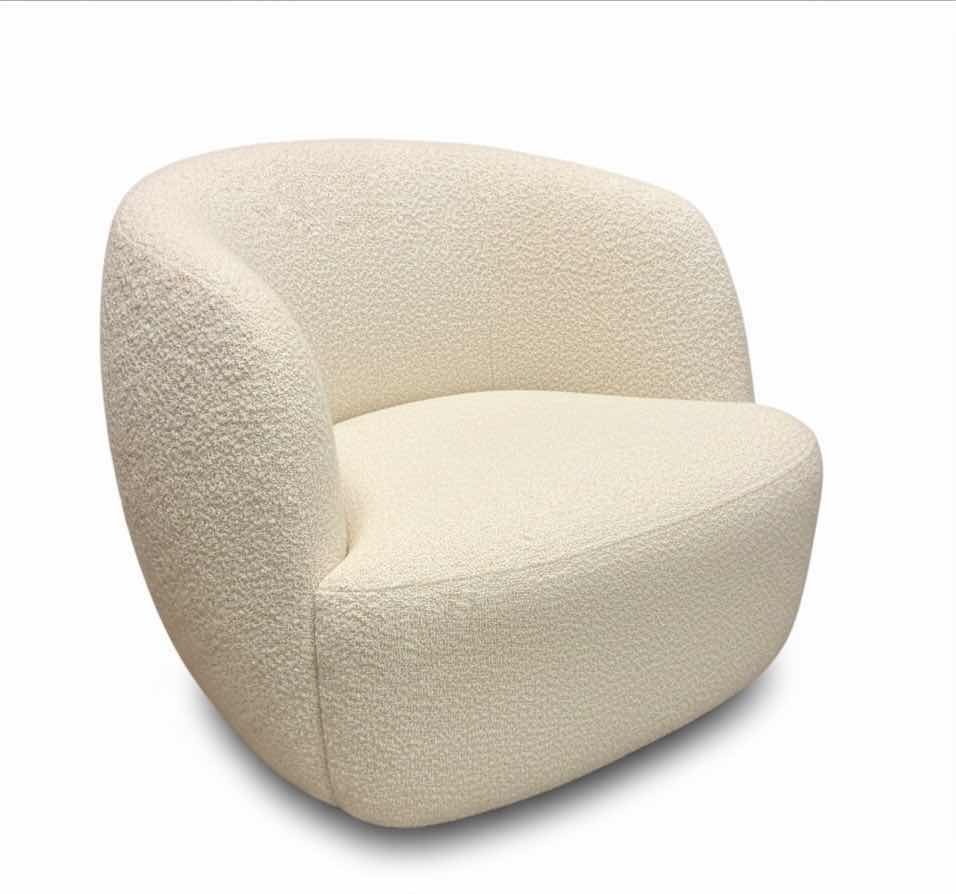 Photo 1 of GWYNETH CHIC PLUSH IVORY BOUCLE SWIVEL CHAIR