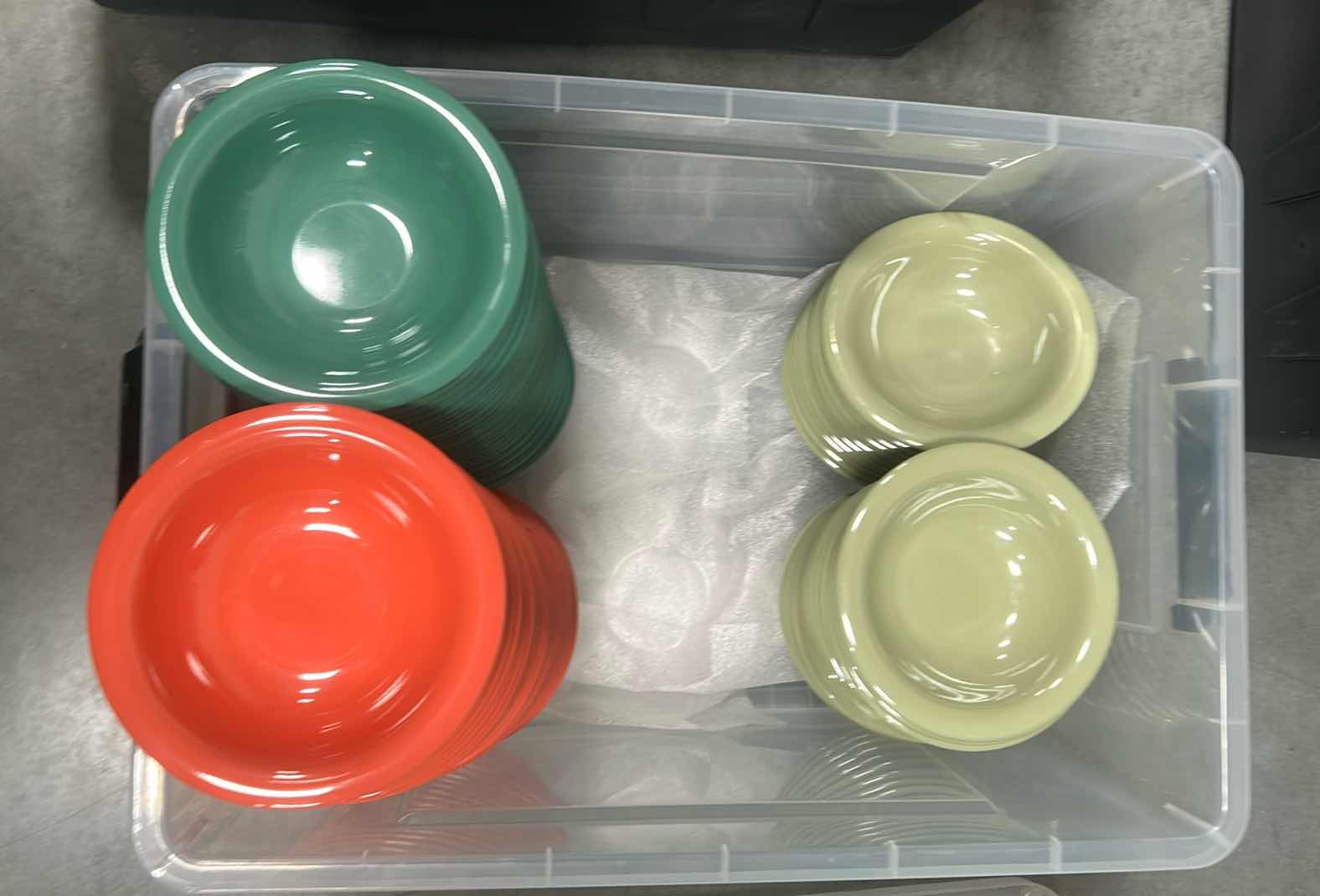 Photo 1 of CONTENTS OF CONTAINER COLORED SOUP MELAMINE BOWLS