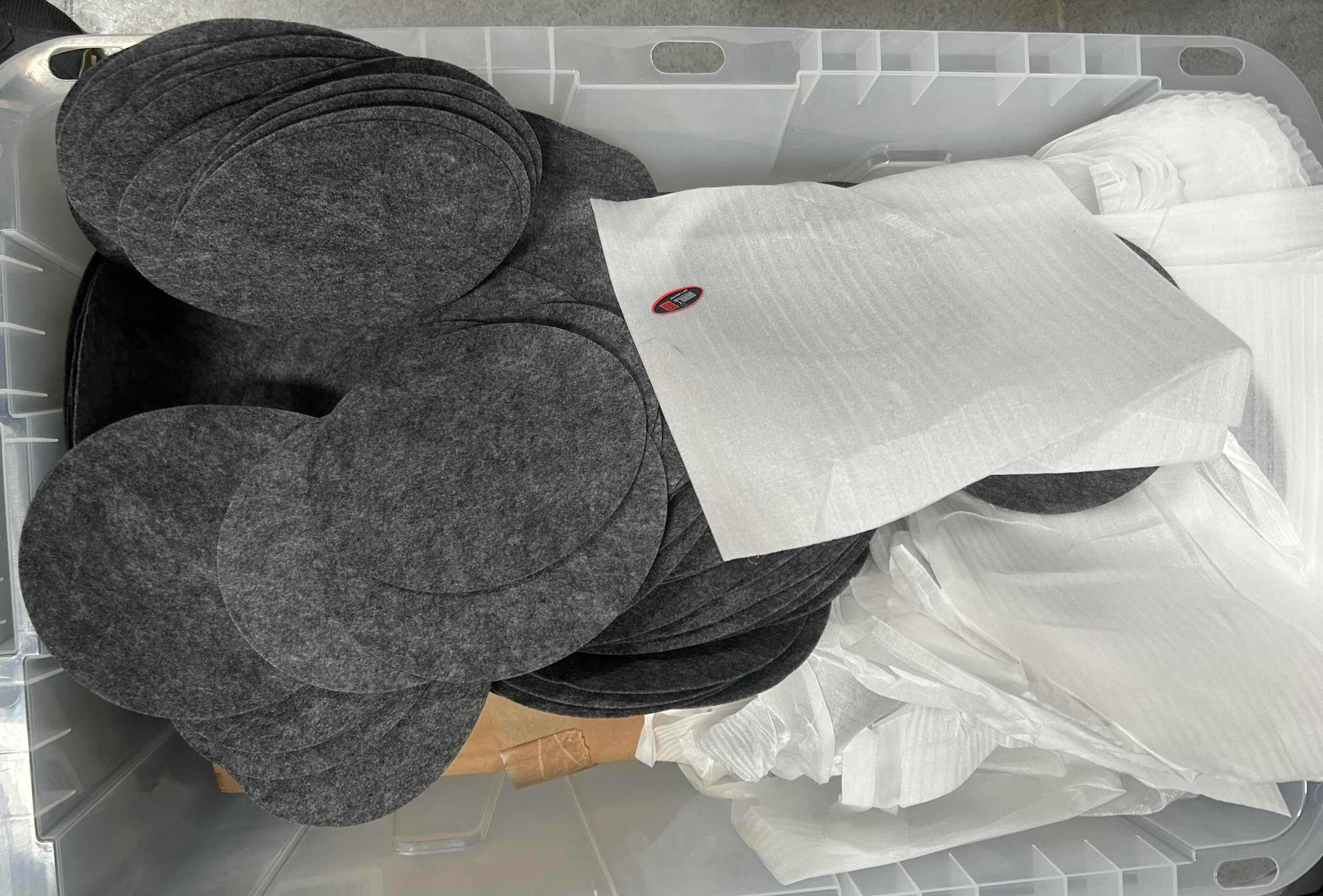 Photo 1 of CONTENTS OF CONTAINER GREY FELT PADS ABD SLEEVES USED FOR PROTECTING CHINA