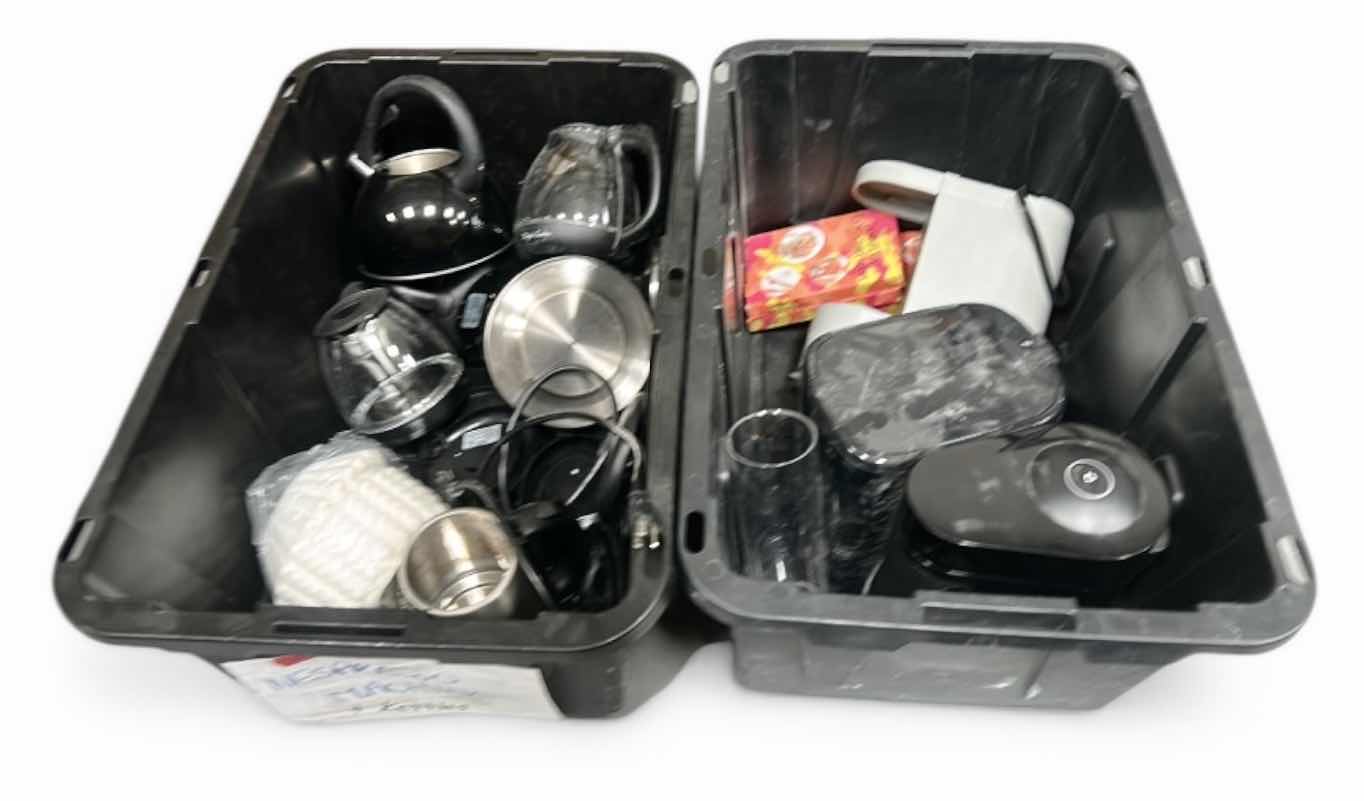 Photo 1 of 2 TOTES OF COFFEE POTS AND COFFEE MAKERS