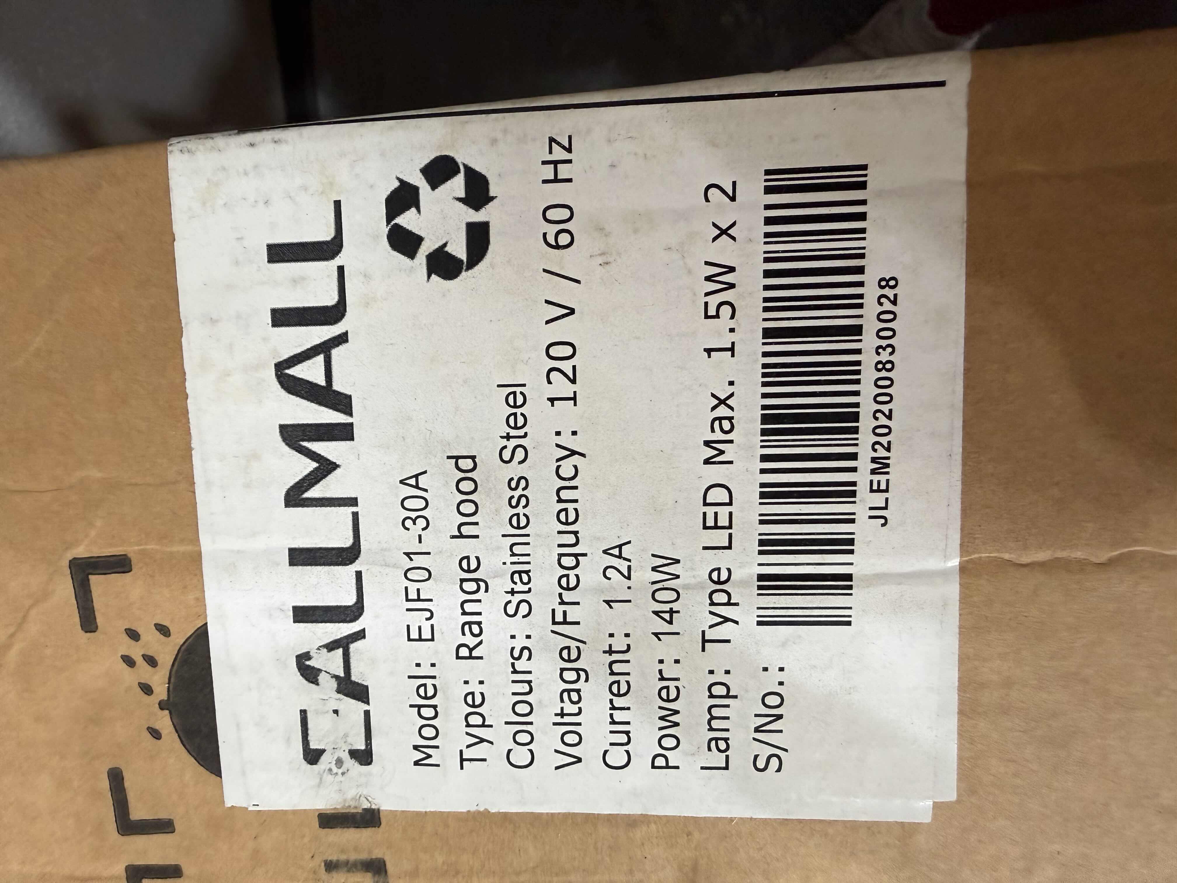 Photo 1 of NIB EALLMALL 30” STAINLESS STEEL RANGE HOOD MODEL # EJF01-30A