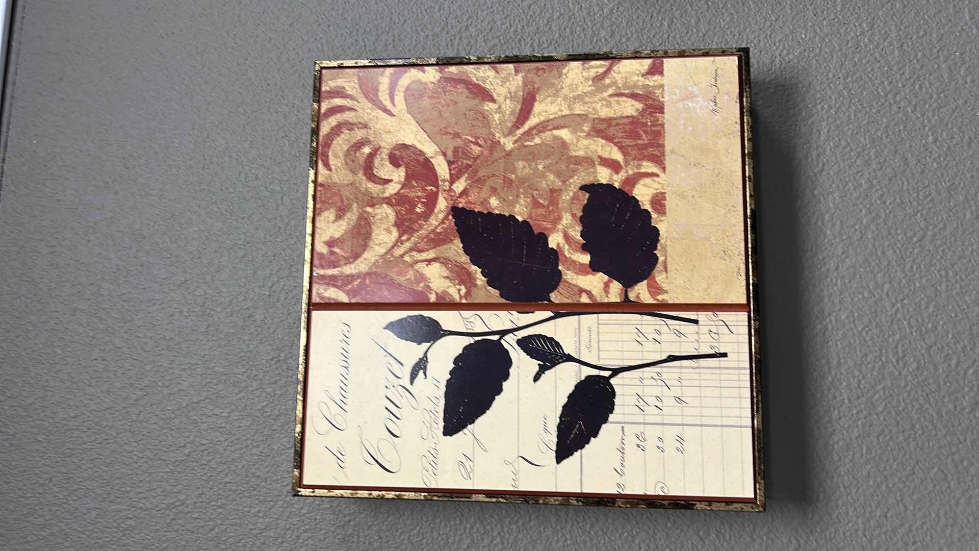 Photo 1 of 3- WALL DECOR LEAF ARTWORK 12” x 12”