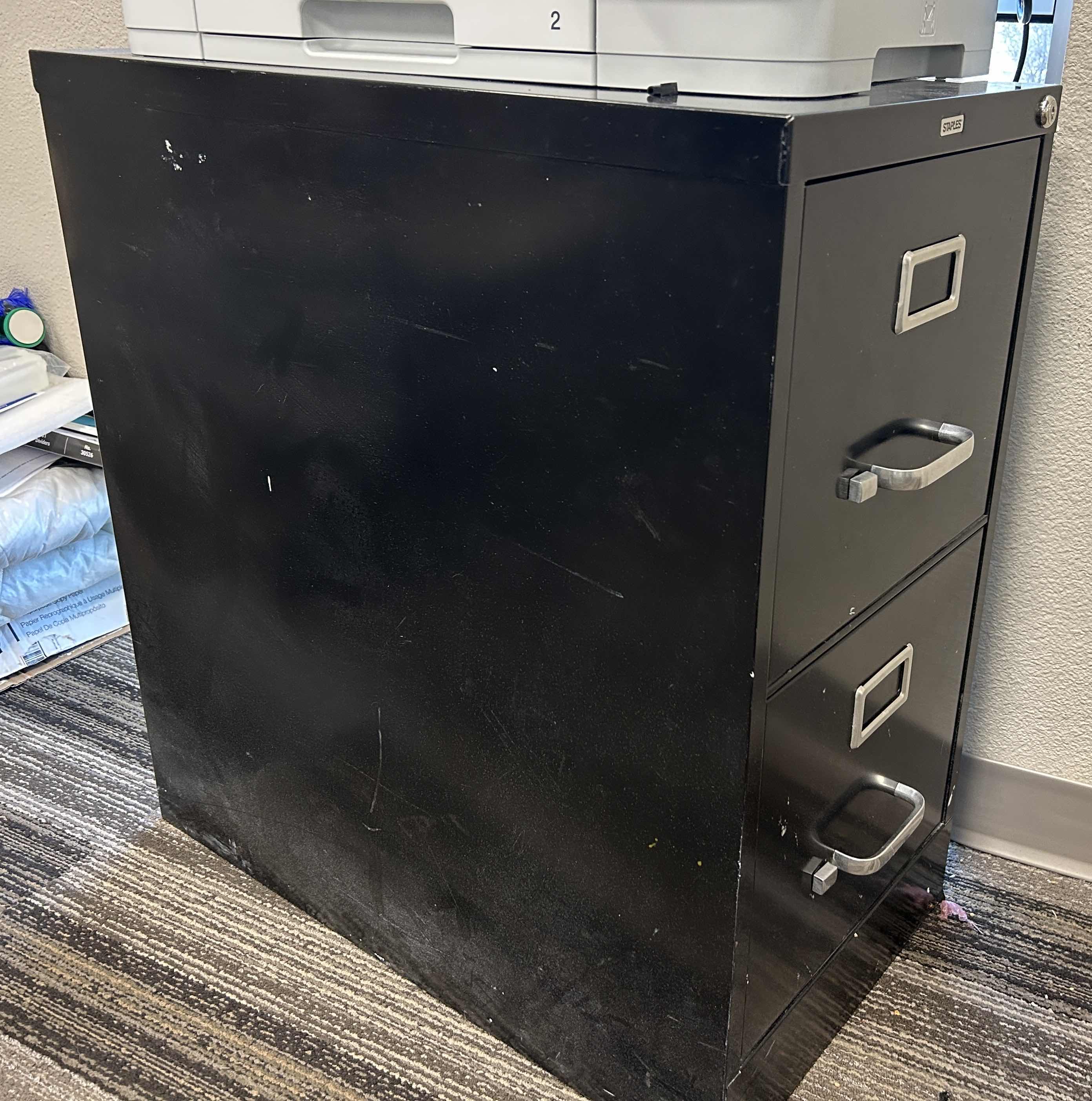 Photo 1 of BLACK 2 DRAWER VERTICAL METAL FILE CABINET 15“ x 26 1/2“ x H28 1/2“