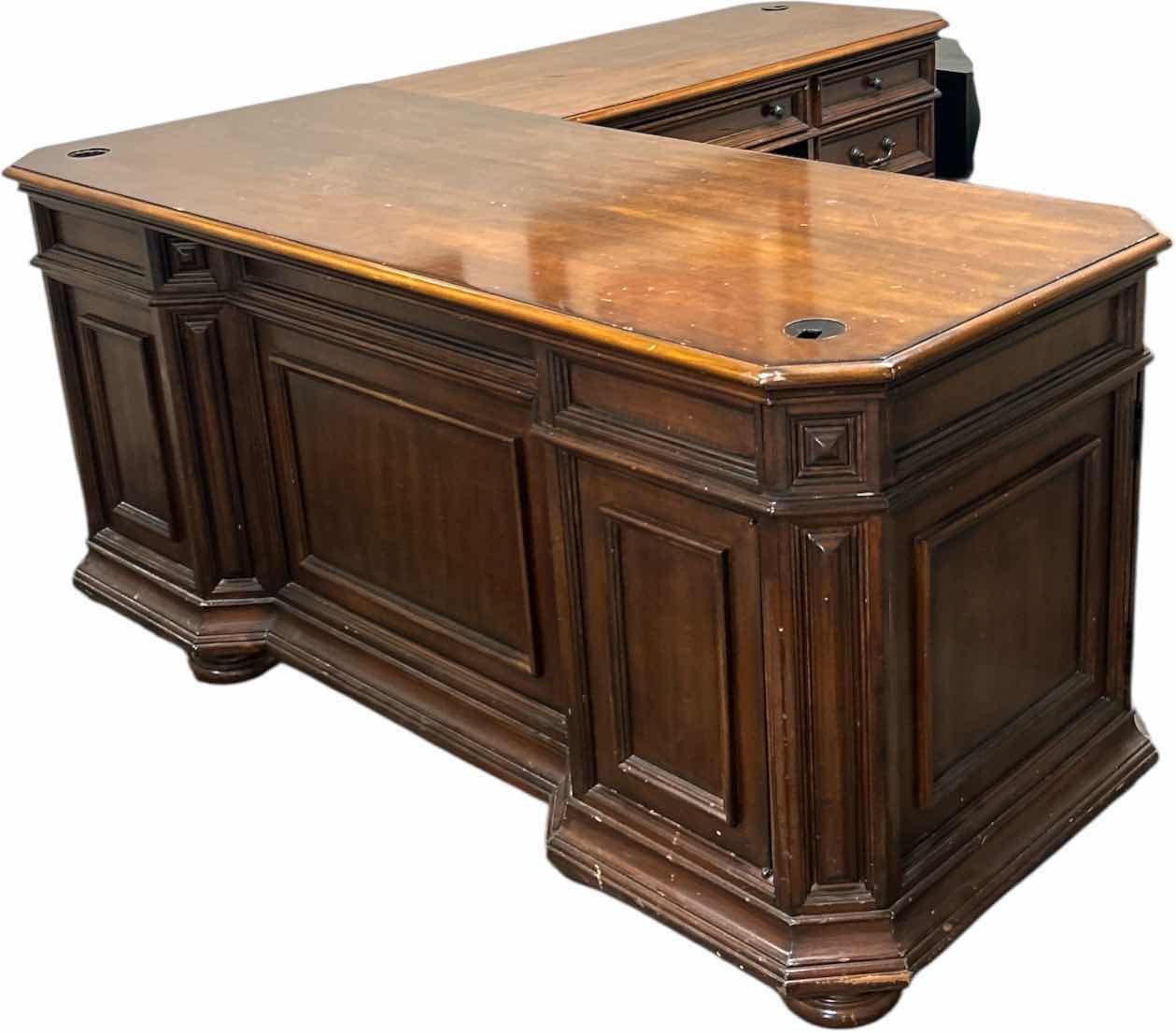 Photo 1 of MAHOGANY L-SHAPED EXECUTIVE OFFICE DESK (68 x 28.5“ BY 46” X 23” H30")