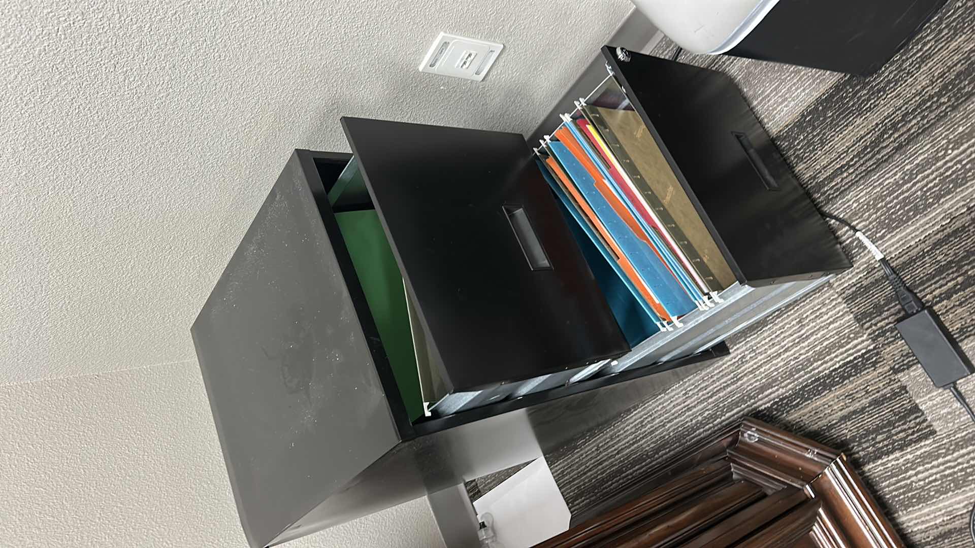 Photo 1 of 2 DRAWER BLACK METAL FILE CABINET 14 1/4“ x 18“ x H24 1/4“