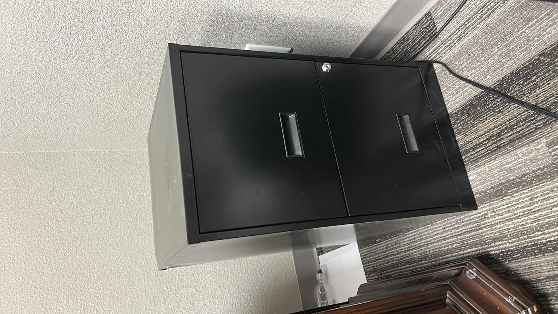 Photo 1 of 2 DRAWER BLACK METAL FILE CABINET 14 1/4“ x 18“ x H24 1/4“