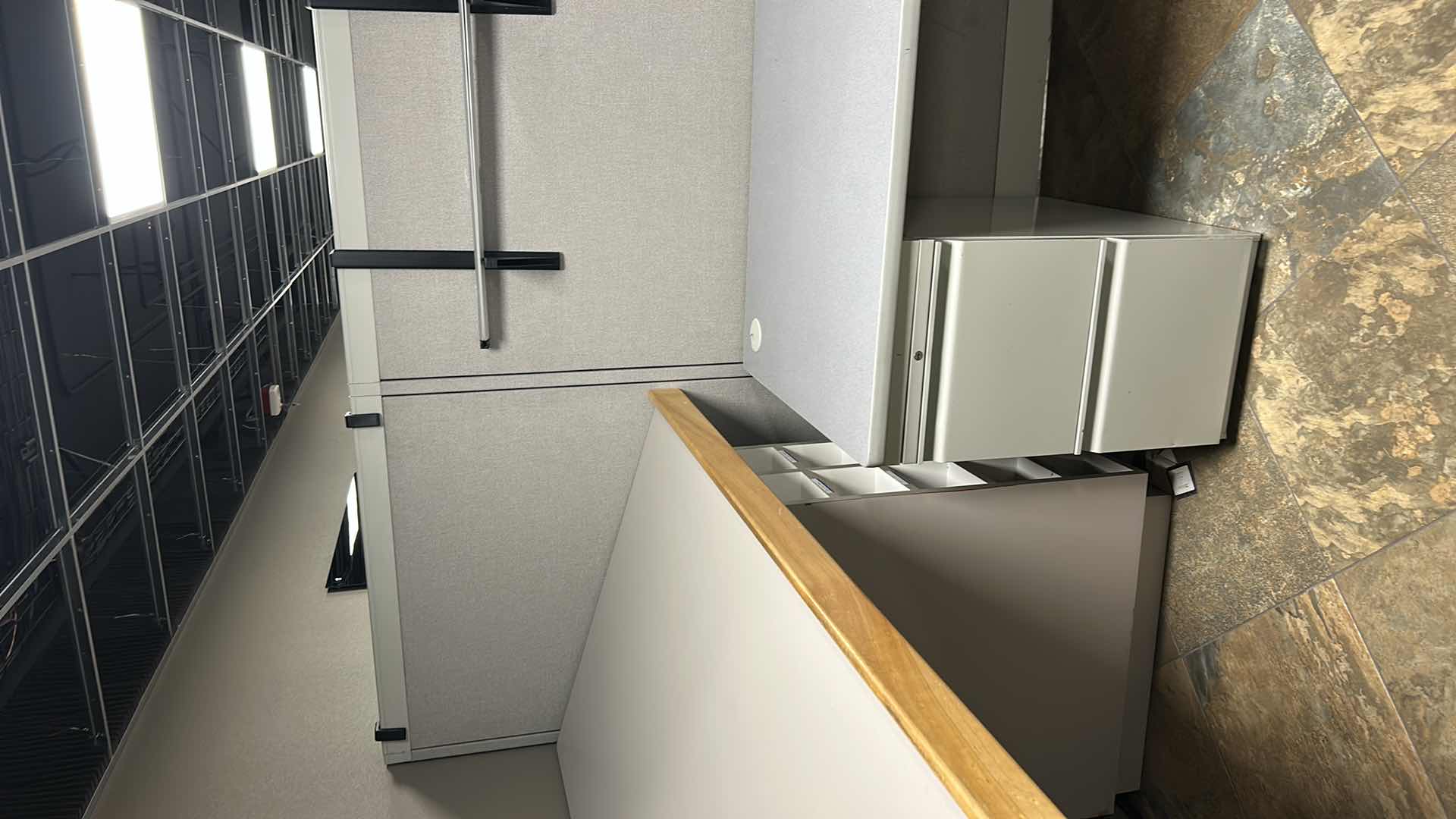 Photo 1 of CUBICLE WORKSTATION W DESK & FILE CABINETS (PANEL SIZES 4’ X 64”)
