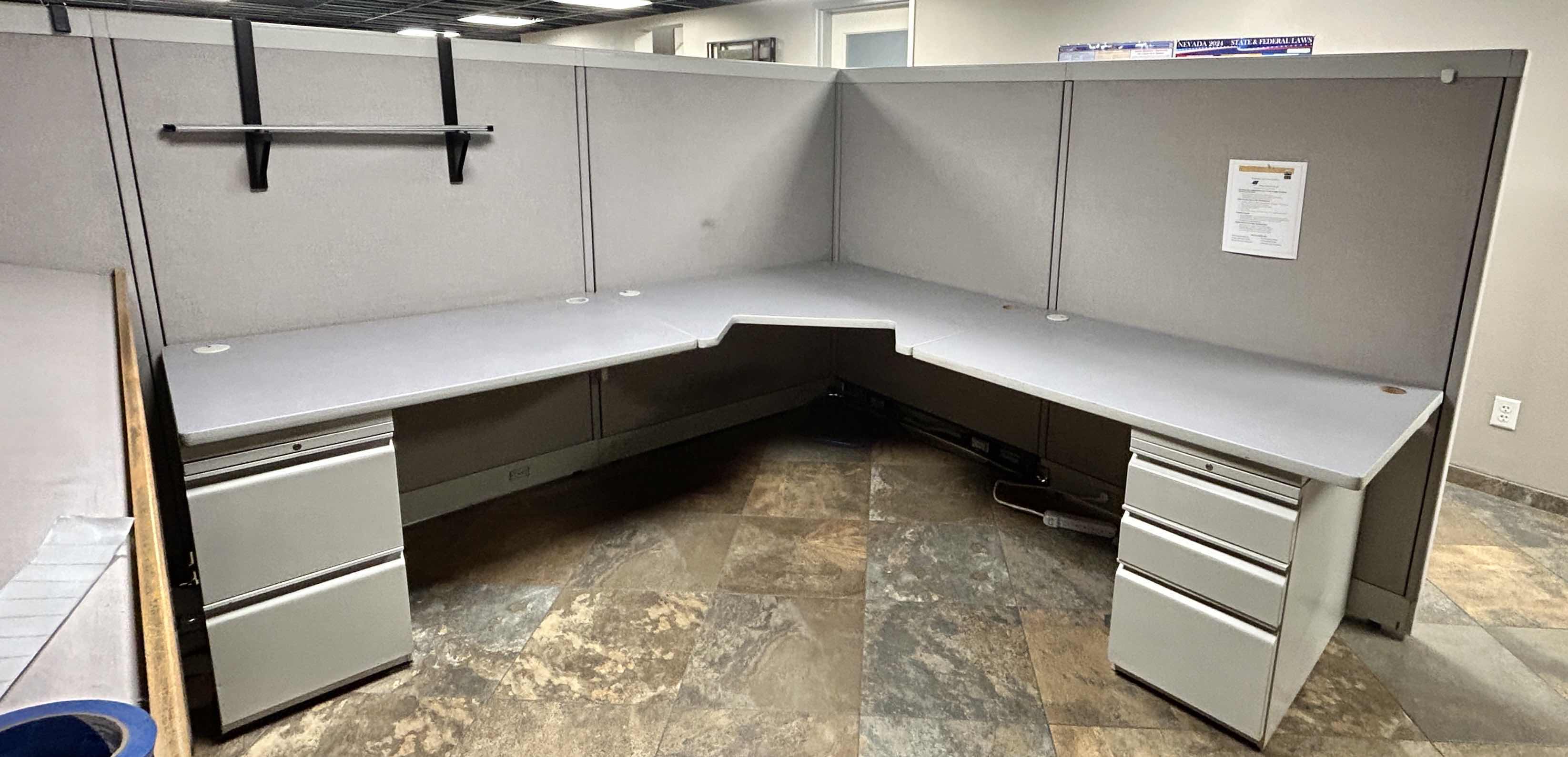 Photo 1 of CUBICLE WORKSTATION W DESK & FILE CABINETS (PANEL SIZES 4’ X 64”)
