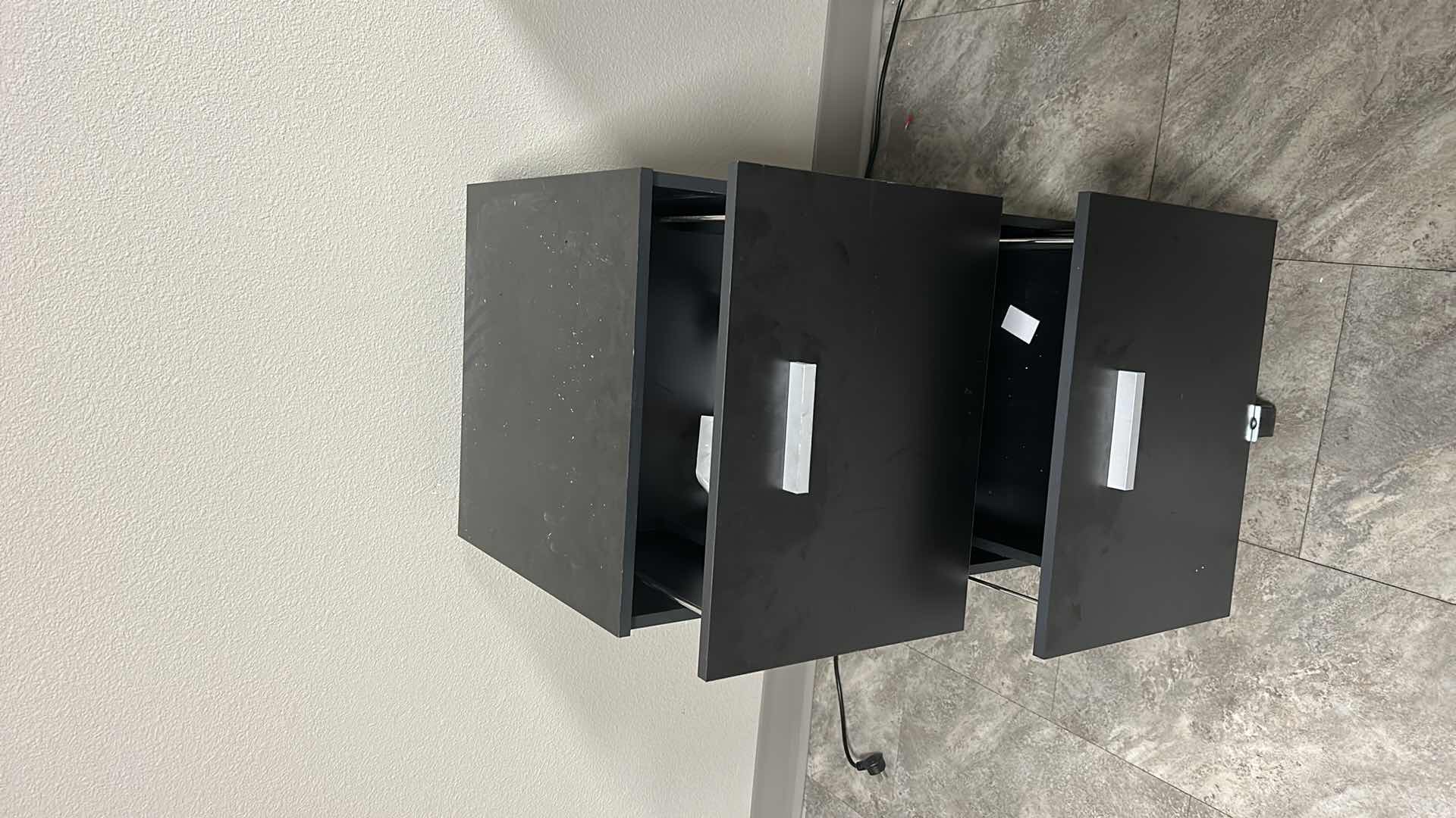 Photo 1 of 2 DRAWER BLACK VERTICAL FILE CABINET 16 1/4” x 15.75”  H26 1/2”